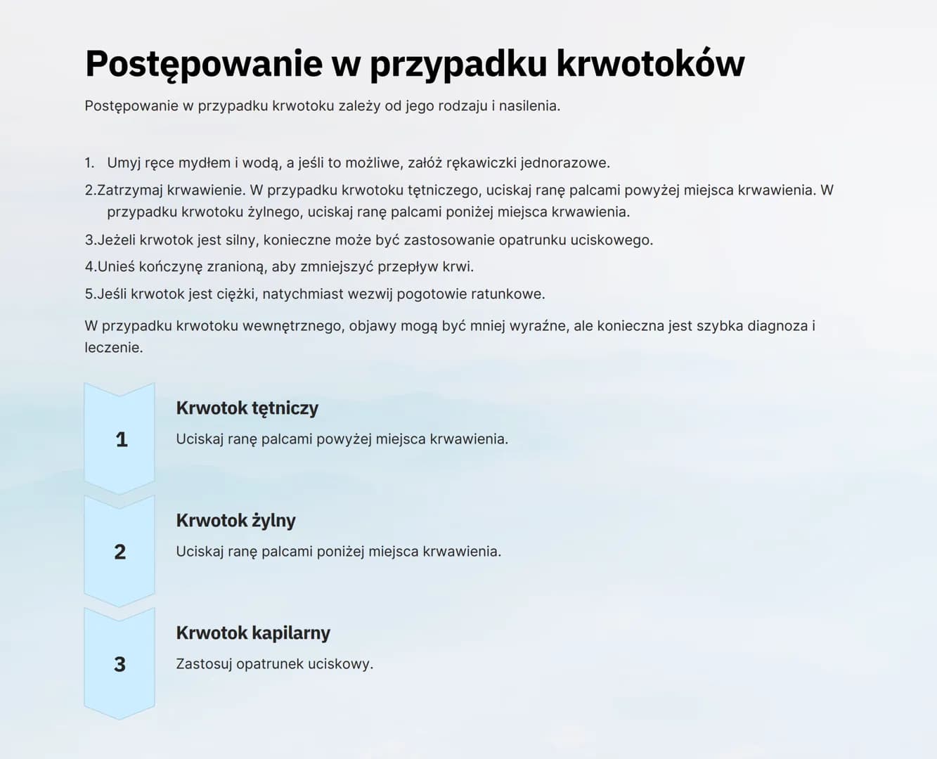 # Rany i krwotoki
wound
Biskey wound
Ta notatka poświęcona jest ronom i krwotokom, skupiając się na ich rodzajach, postępowaniu w przypad