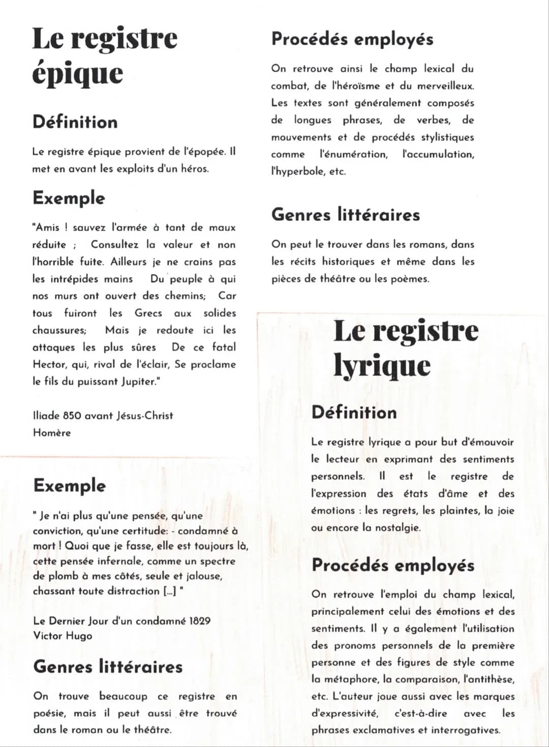 # Le registre
épique
Définition
Le registre épique provient de l'épopée. II
met en avant les exploits d'un héros.
Exemple
"Amis ! sauvez