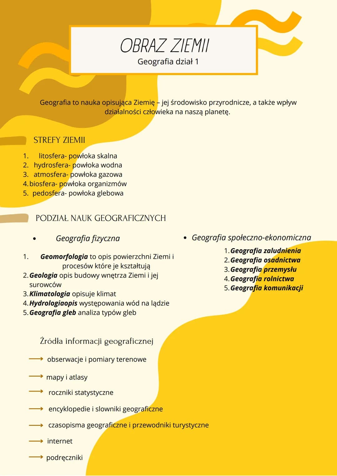 # OBRAZ ZIEMII
Geografia dział 1
Geografia to nauka opisująca Ziemię - jej środowisko przyrodnicze, a także wpływ
działalności człowieka na