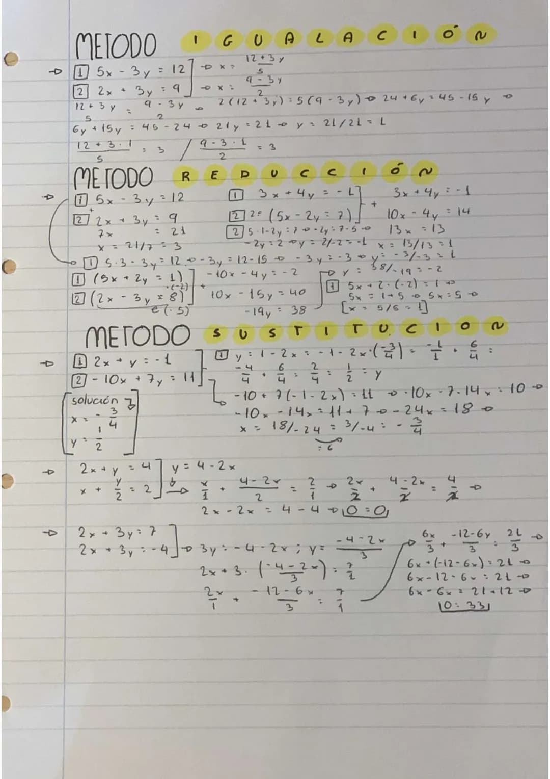 # SISTEMAS
METODO GRAFICO
I PG 99 EJ13
$\begin{bmatrix} x+y=2 \\ \frac{x}{2} + \frac{y}{2} = -1 \end{bmatrix}$ 1 y=2-x
$\begin{array}{|c