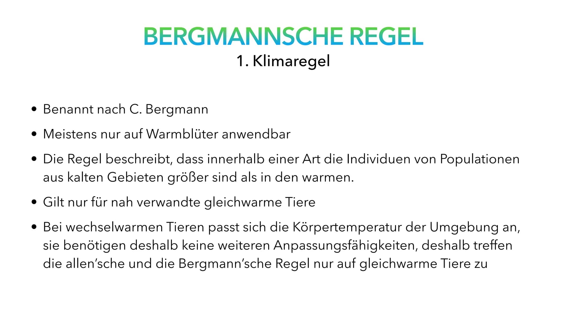Klimaregeln # Agenda
* Begriff „Klimaregel"
* Bergmannsche Regel
* Warum sind Pinguine in Kälteren Regionen größer?
* Schaubild Ber