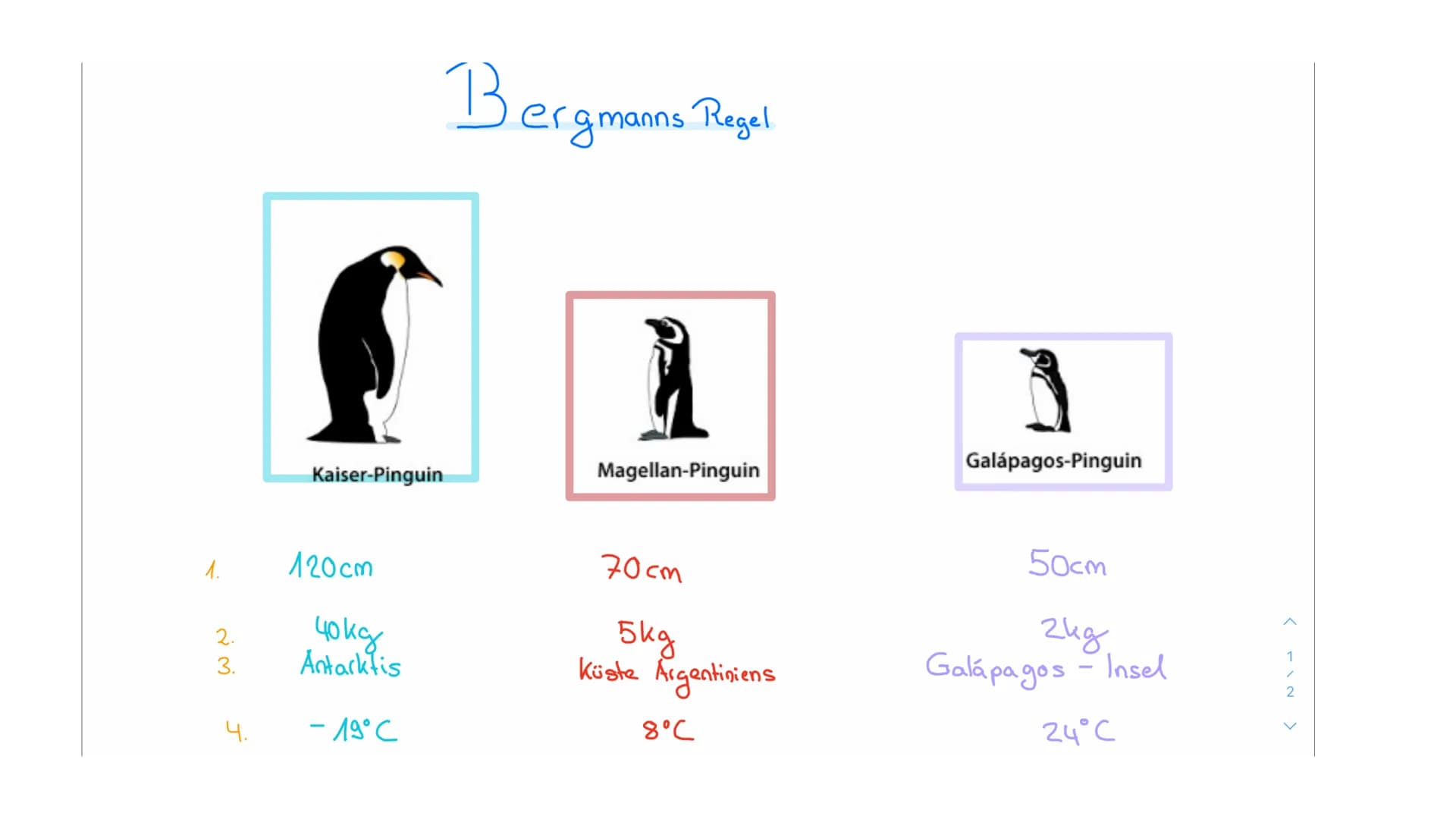 Klimaregeln # Agenda
* Begriff „Klimaregel"
* Bergmannsche Regel
* Warum sind Pinguine in Kälteren Regionen größer?
* Schaubild Ber