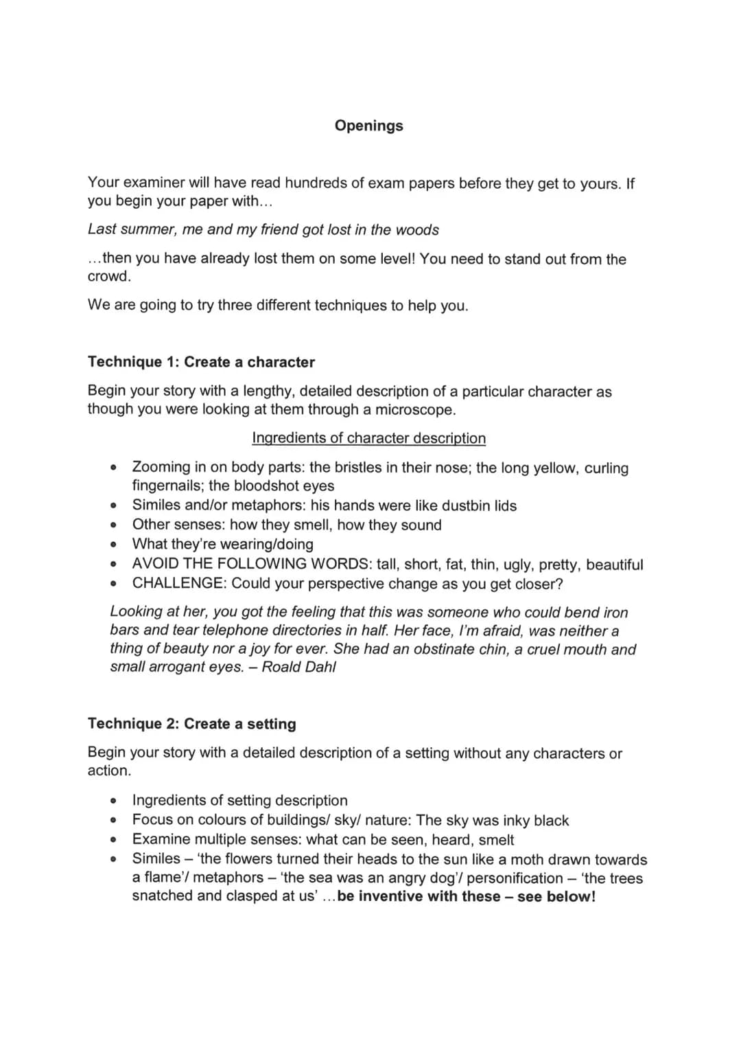 # GCSE LANGUAGE – FICTION
AND IMAGINATIVE WRITING
PAPER 1: SECTION B
REVISION BOOKLET # Preparation for Fiction and Imaginative Writing A