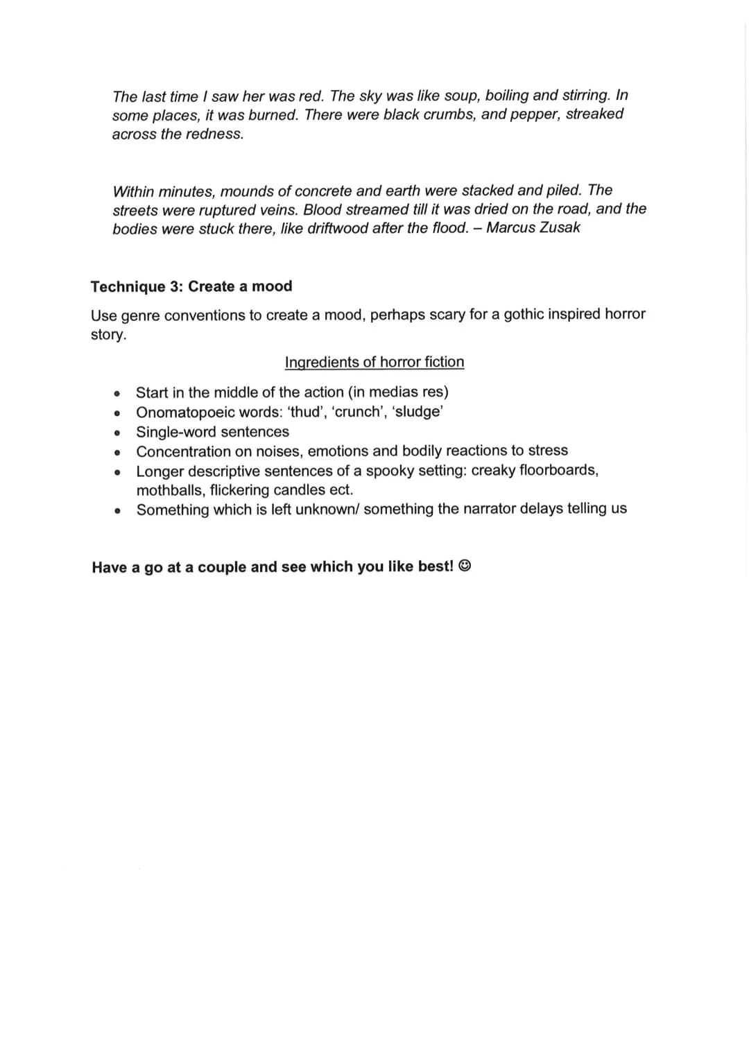 # GCSE LANGUAGE – FICTION
AND IMAGINATIVE WRITING
PAPER 1: SECTION B
REVISION BOOKLET # Preparation for Fiction and Imaginative Writing A