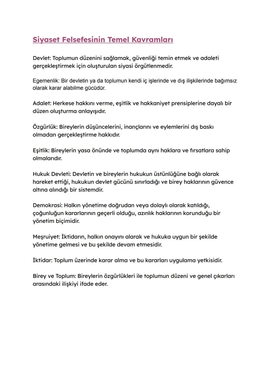 # Siyaset Felsefesi
Siyaset felsefesi, devlet, hükümet, siyaset, özgürlük, adalet, haklar, yasa ve
otorite gibi konuları inceleyen bir fels