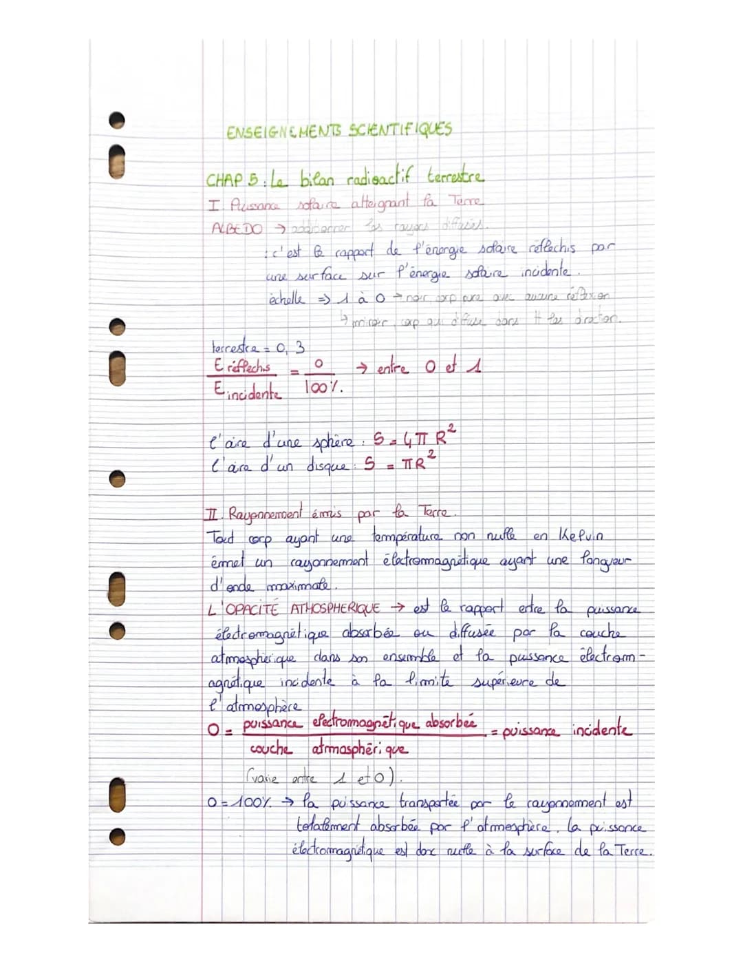 ENSEIGNEMENTS SCIENTIFIQUES
CHAP 5. Le bilan radioactif terrestre
I Plusance solare attegrant fa Terre
ALBEDO darrer las ravers faces.
:c'e