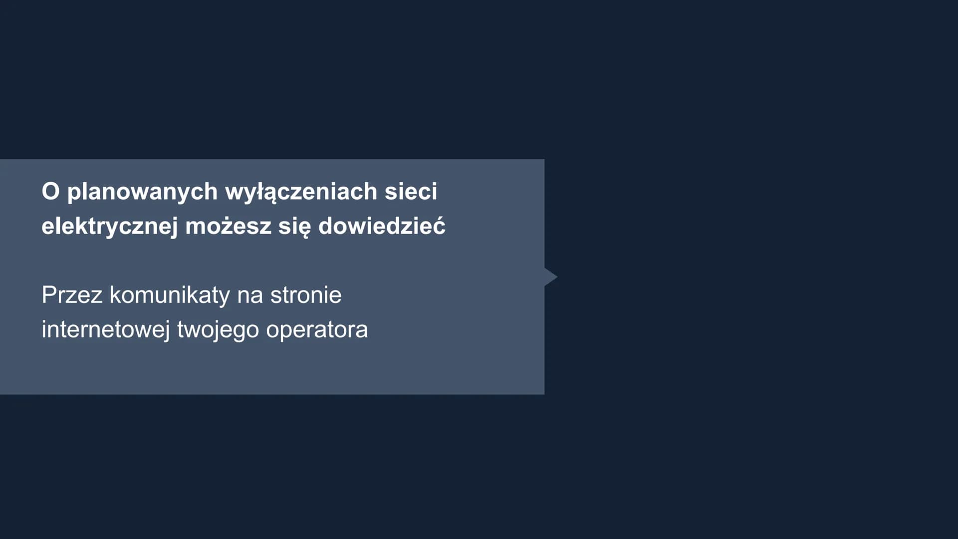 # Braki dostaw
energii elektrycznej # Powody braku dostępu do enerii elektrycznej
* Nieumyśle przeciążenie
sieci przez użydkowników
*