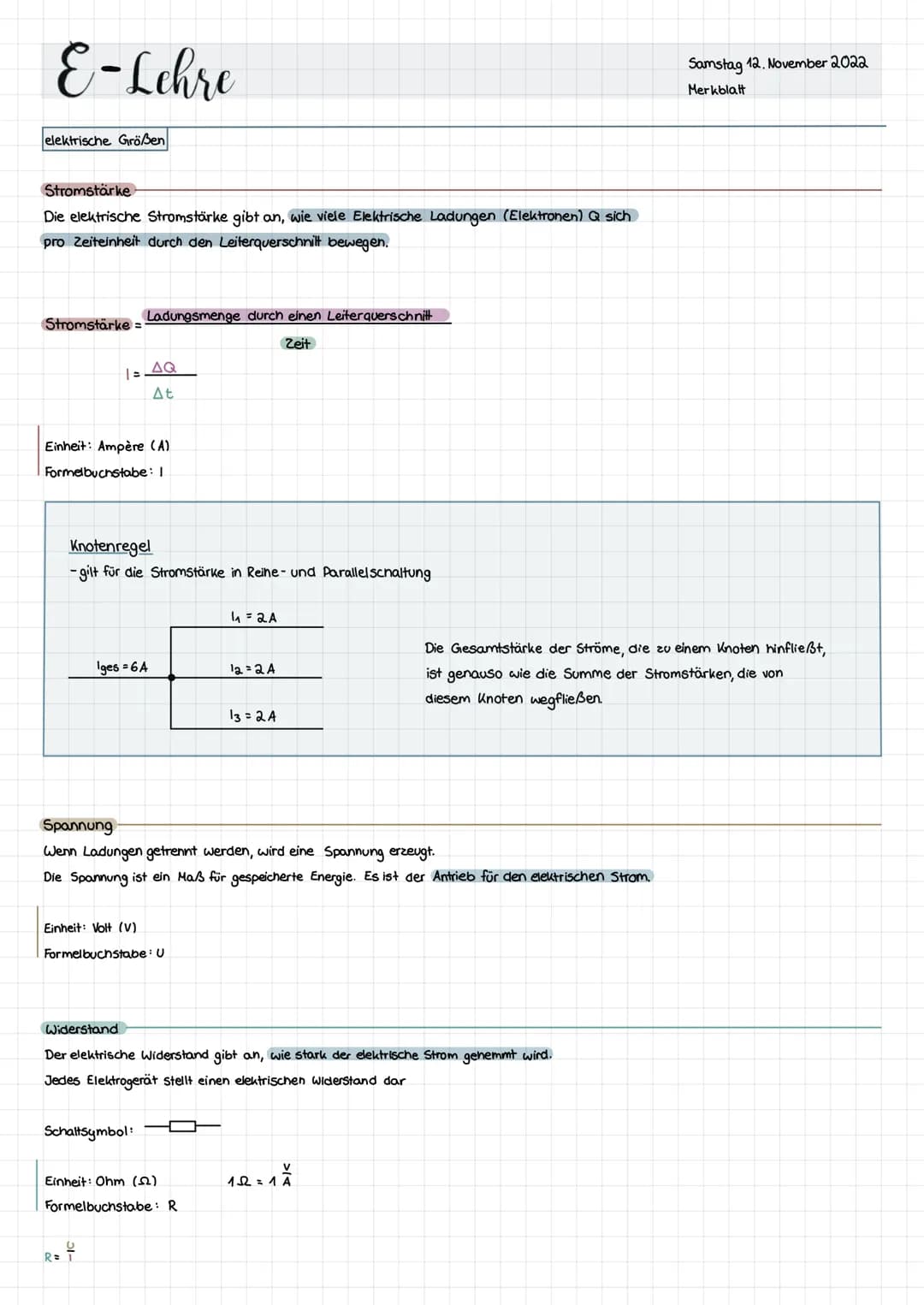 # E-Lehre
Reihenschaltung
- Alle Geräte liegen hintereinander in einem Stromkreis
Parallelschaltung
- Jedes Gerät bildet mit der elektri