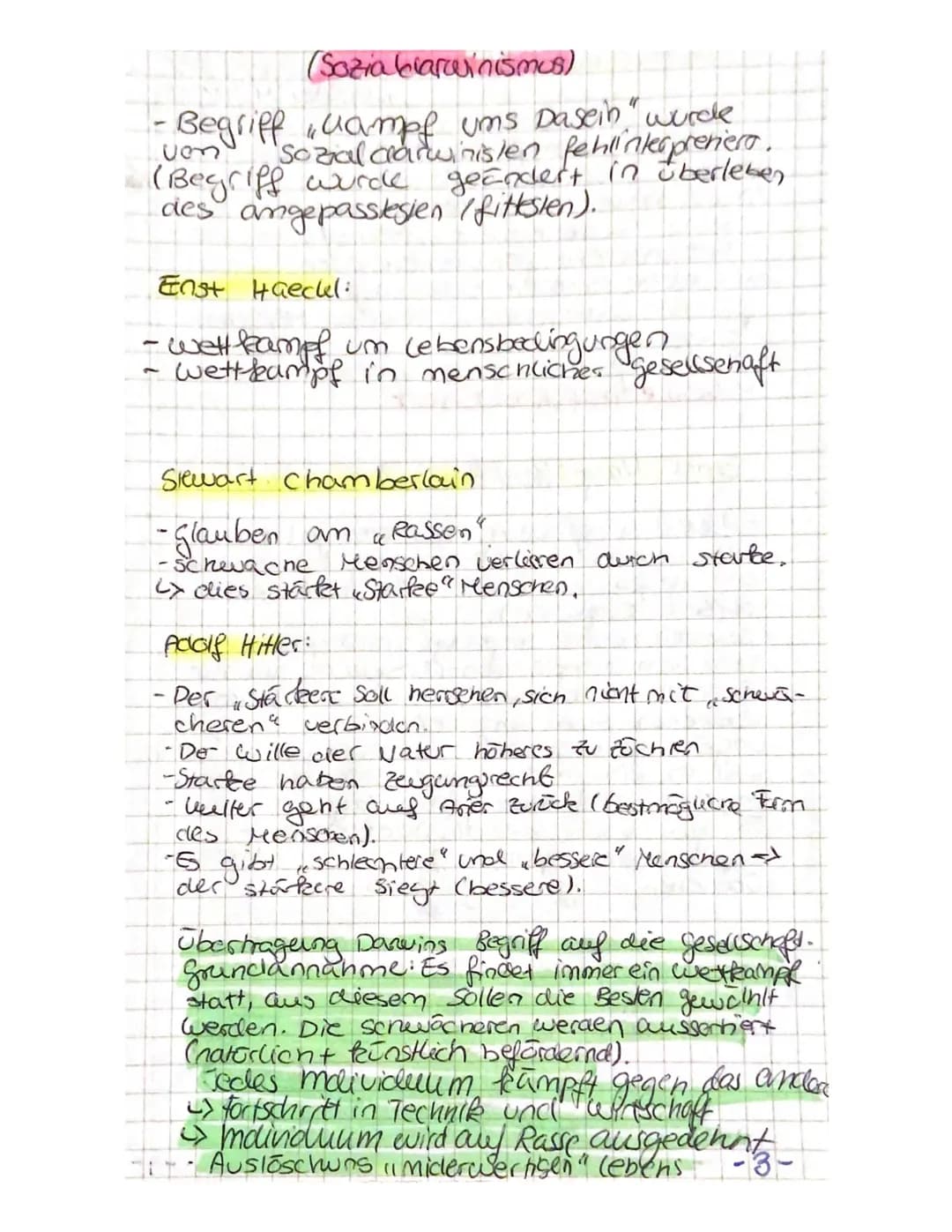 (Sozia barwinismus)
- Begriff Kampf ums Dasein" wurde
ven Sozial darwinislen fehlinterpretiert.
(Begriff wurde geändert in überleben
des an