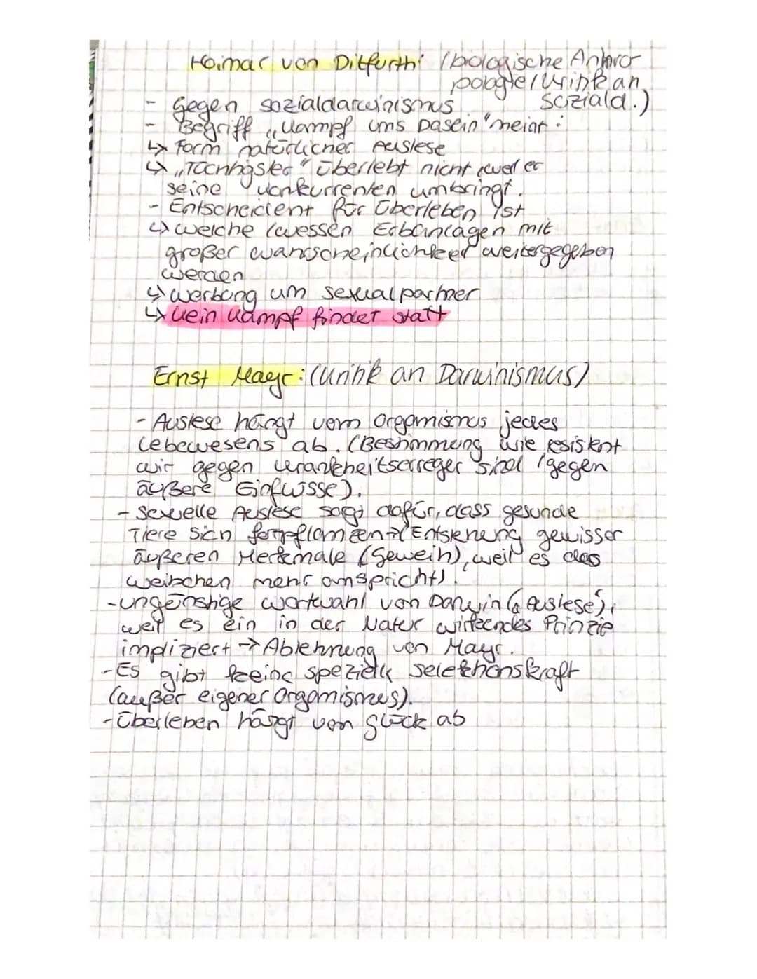 (Sozia barwinismus)
- Begriff Kampf ums Dasein" wurde
ven Sozial darwinislen fehlinterpretiert.
(Begriff wurde geändert in überleben
des an