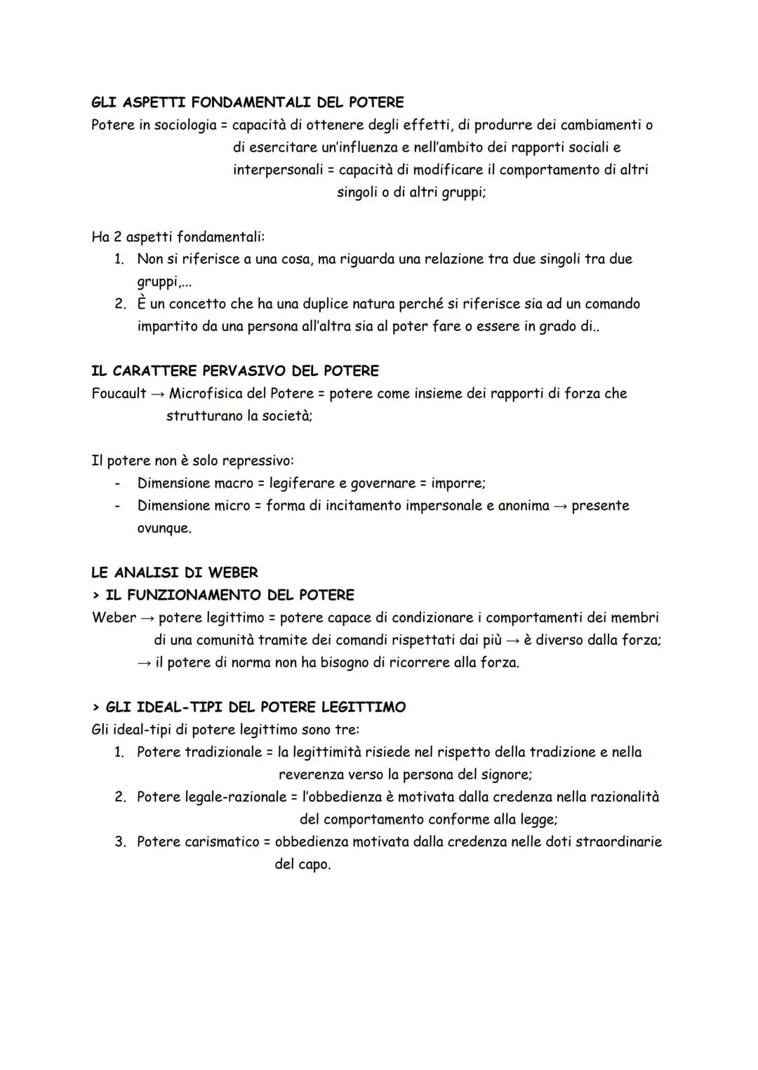 # GLI ASPETTI FONDAMENTALI DEL POTERE
Potere in sociologia = capacità di ottenere degli effetti, di produrre dei cambiamenti o
di esercitar