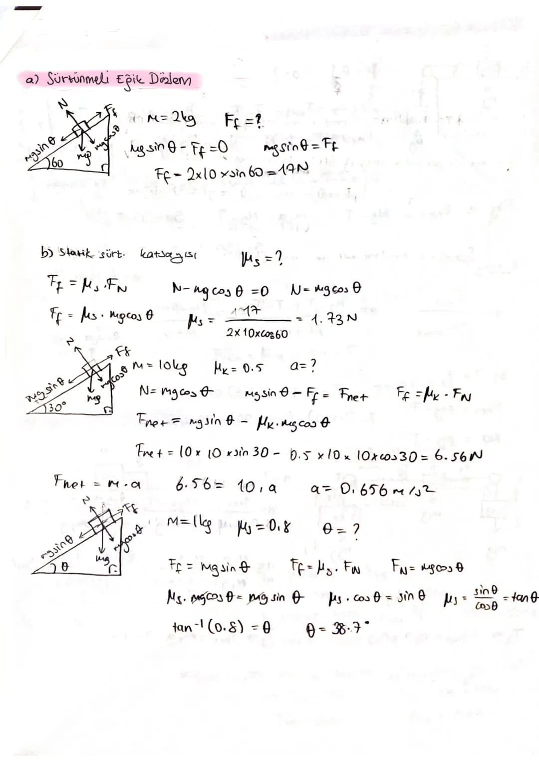 Newton Hareket Yasaları
+ Sistemler
m
$a=\frac{Mg-Mong}{M+m}$
$ma=Mg-T$
M
$T=mg-ma$
T1
T2
M2
M1
$a=\frac{M3g-M1g}{M1g+M2g+M3g}$
M3
$m1