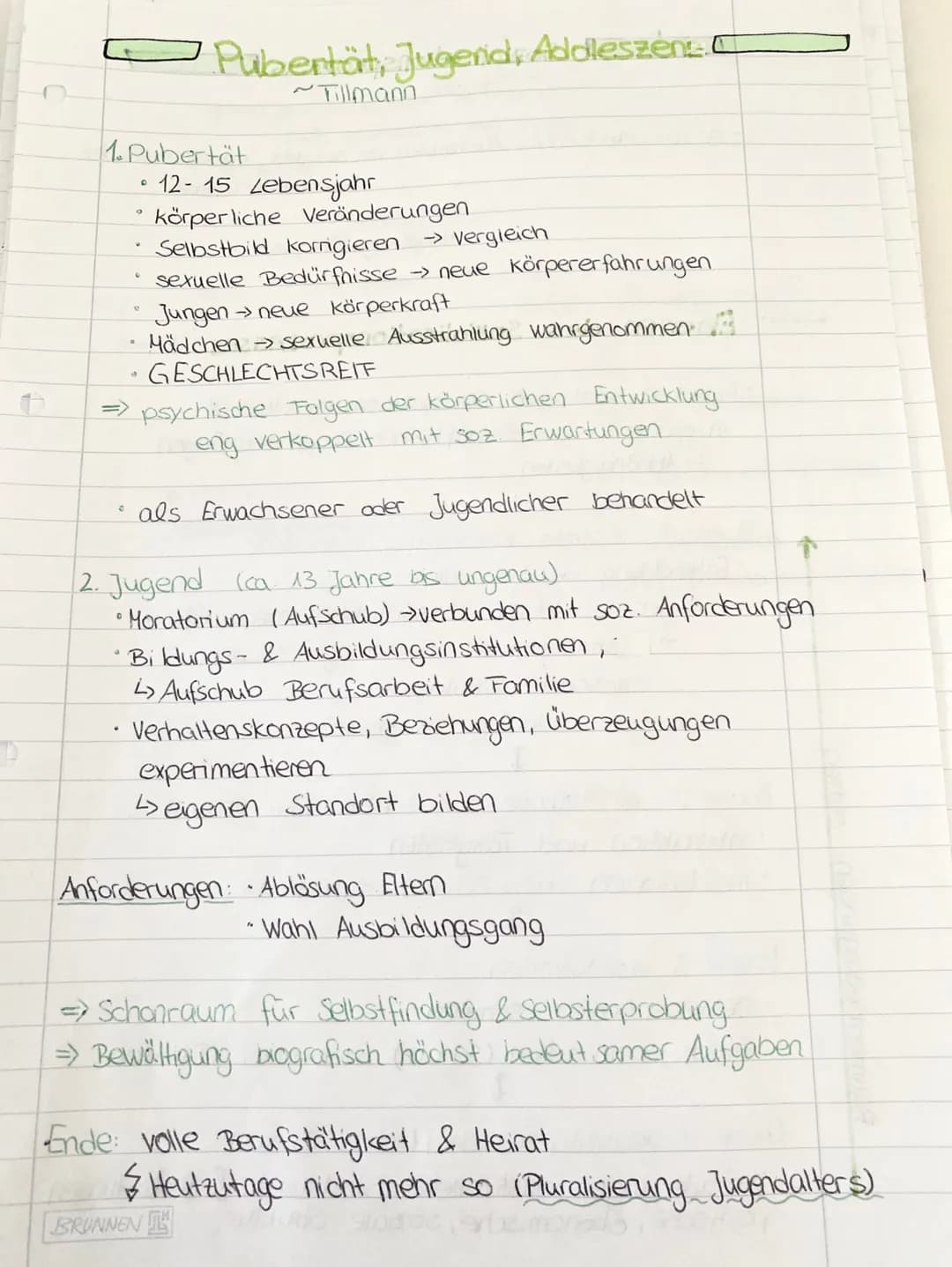 # Pubertät, Jugend, Addleszen
~Tillmann
1. Pubertät
* 12-15 Lebensjahr
* körperliche Veränderungen
* Selbstbild korrigieren → ver