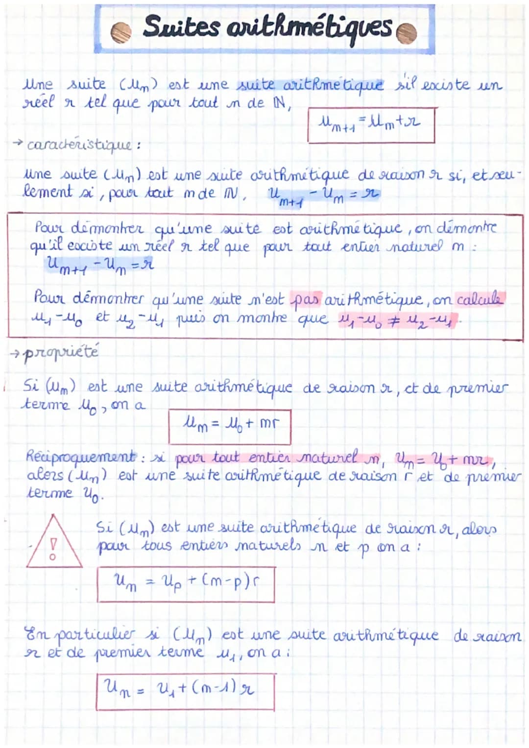 # Suites arithmétiques,
Une suite $(u_m)$ est une suite arithmétique sil existe un
réel r tel que pour tout $n$ de $IN$,
$u_{m+1} = u_m +