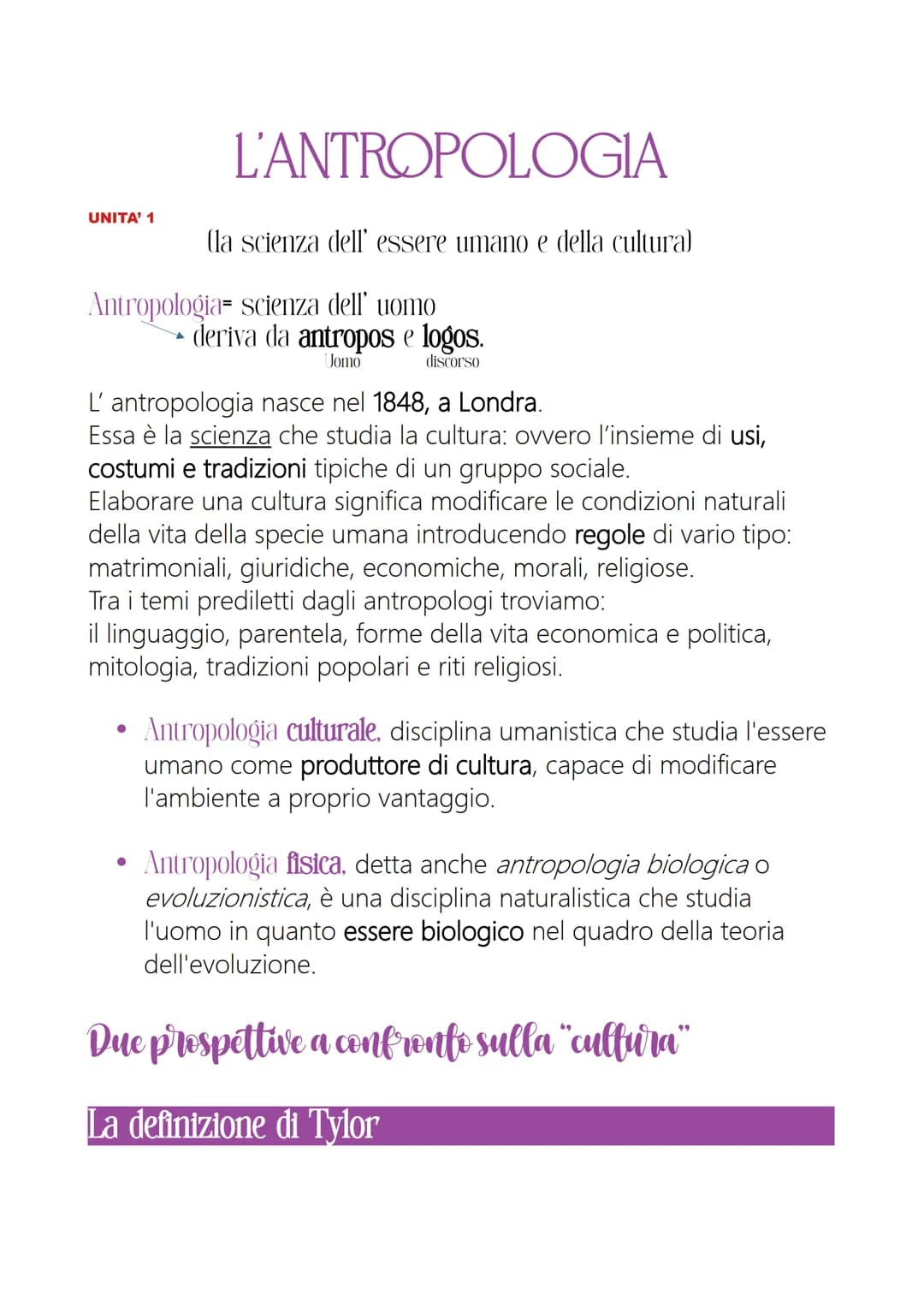 # L'ANTROPOLOGIA
UNITA' 1
(la scienza dell' essere umano e della cultura)
Antropologia scienza dell' uomo
deriva da antropos e logos.
J
