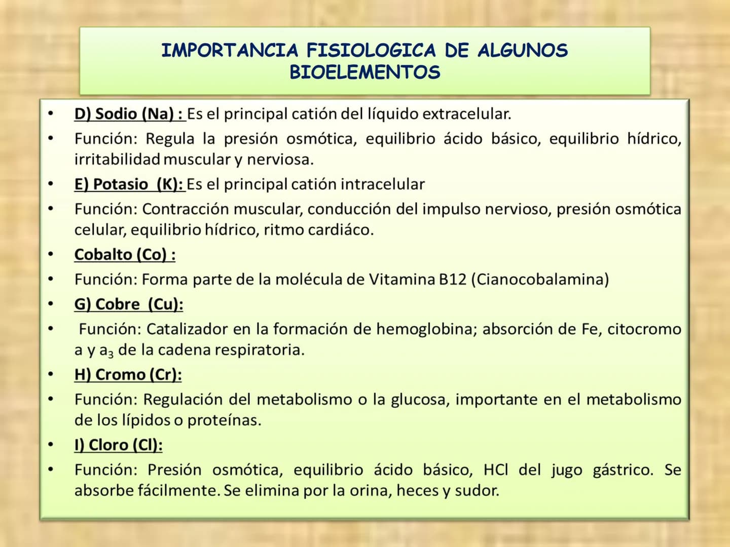 # PRIMERA CLASE DE BIOLOGÍA
"LA ESTRUCTURA QUÍMICA ES LA BASE DE LA VIDA"
CrMo
Fe
Zn Ca Na
Se
F
Cu
AGUA Y SALES
MINERALES
glicerina
H
H-