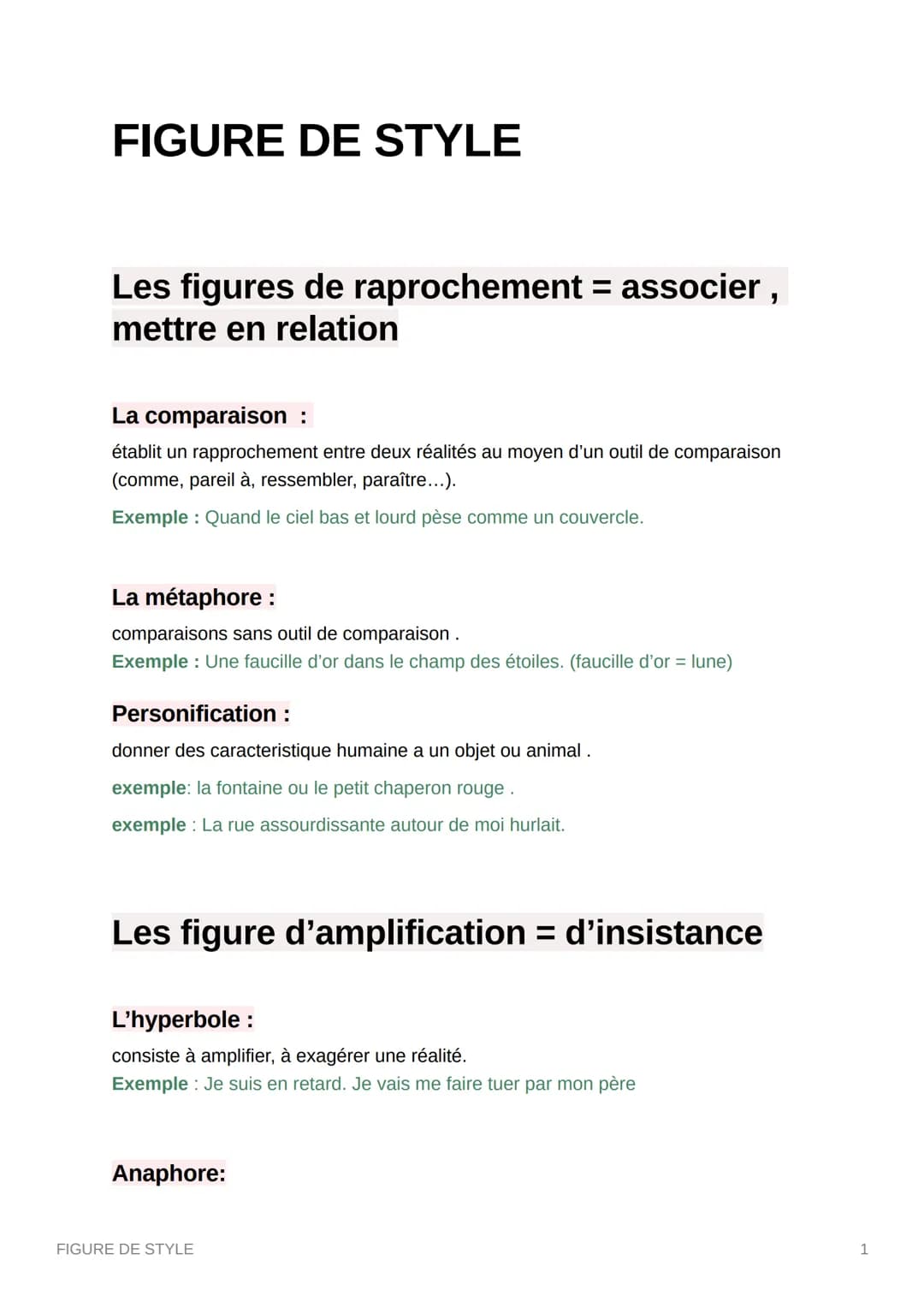 # FIGURE DE STYLE
Les figures de raprochement = associer,
mettre en relation
La comparaison :
établit un rapprochement entre deux réalité