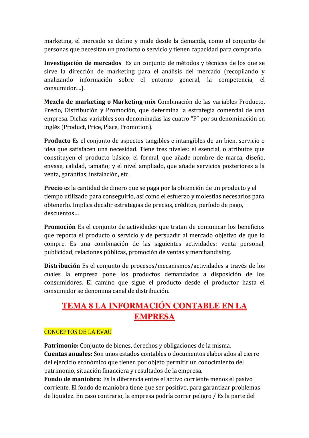 <h2>TEMA 1: LA EMPRESA</h2>
<h3>Conceptos de la EVAU</h3>
<p> <strong>Empresa:</strong> Es la unidad básica de producción que se encarga d
