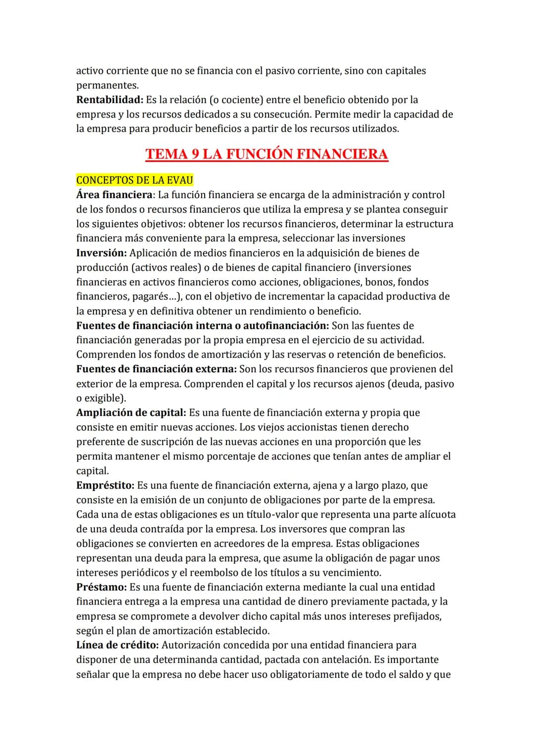 <h2>TEMA 1: LA EMPRESA</h2>
<h3>Conceptos de la EVAU</h3>
<p> <strong>Empresa:</strong> Es la unidad básica de producción que se encarga d