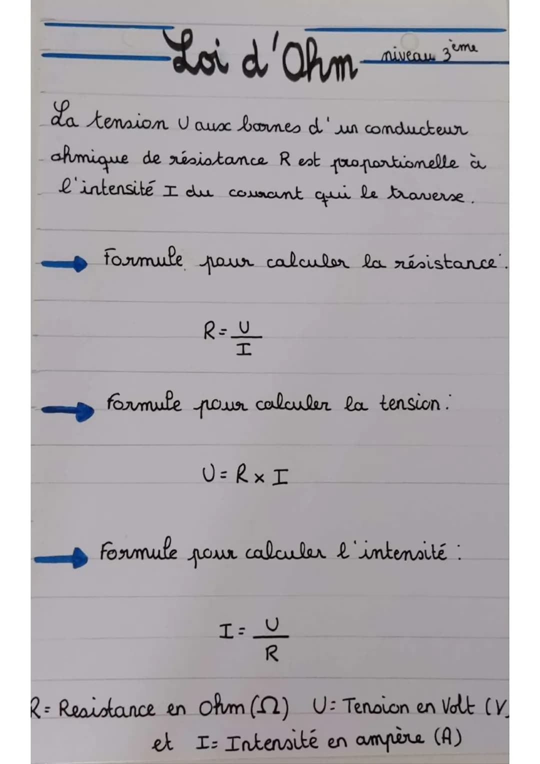 - Loi d'Ohm niveau me
La tension v aux bornes d'un conducteur
ohmique de résistance Rest proportionelle à
l'intensité I du courant qui le t