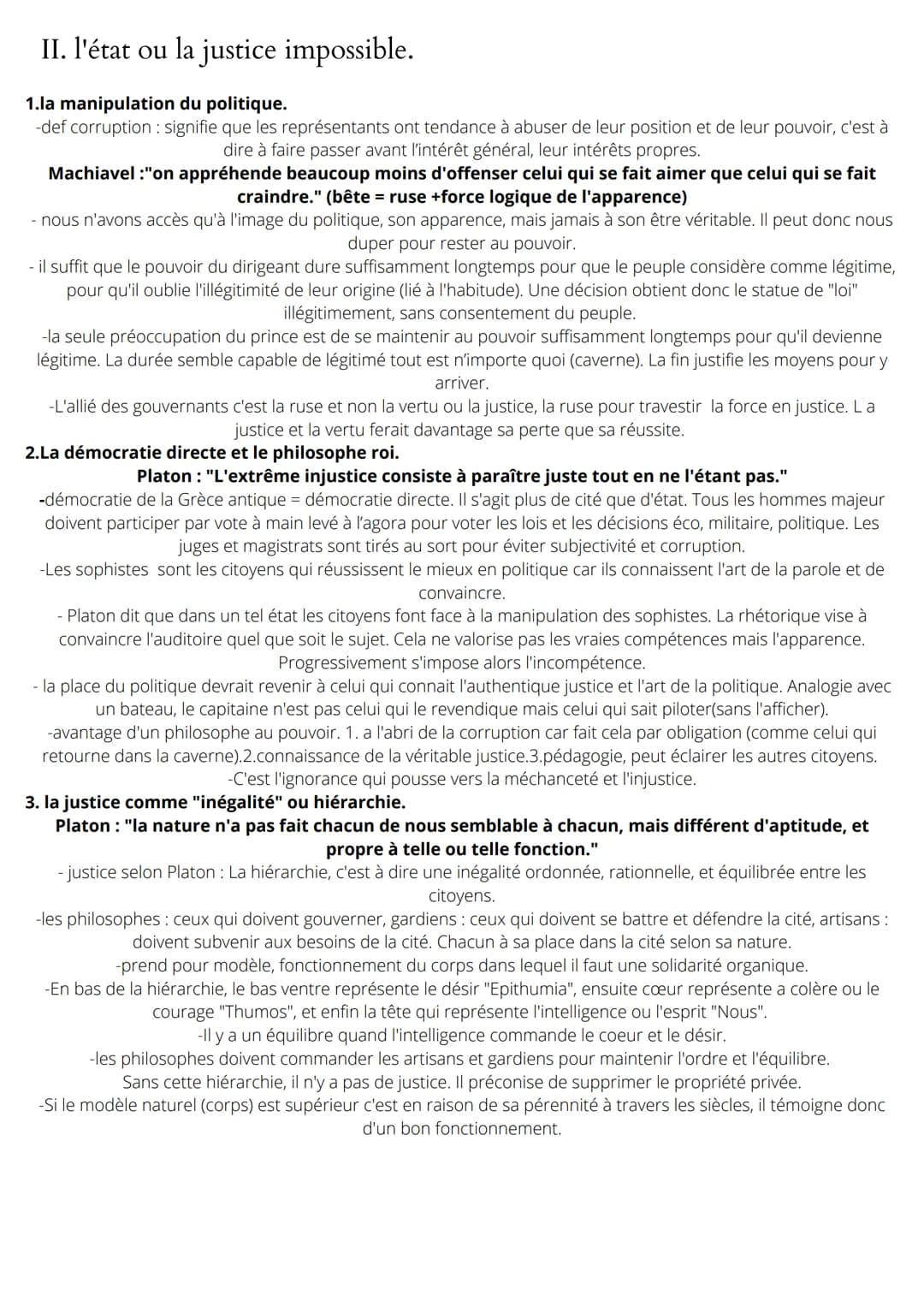 # Chapitre 4: Quel justice sans état ?
définition "justice" : - conforme aux droits (jus en latin) => légalité
- égalité ou proportion => é