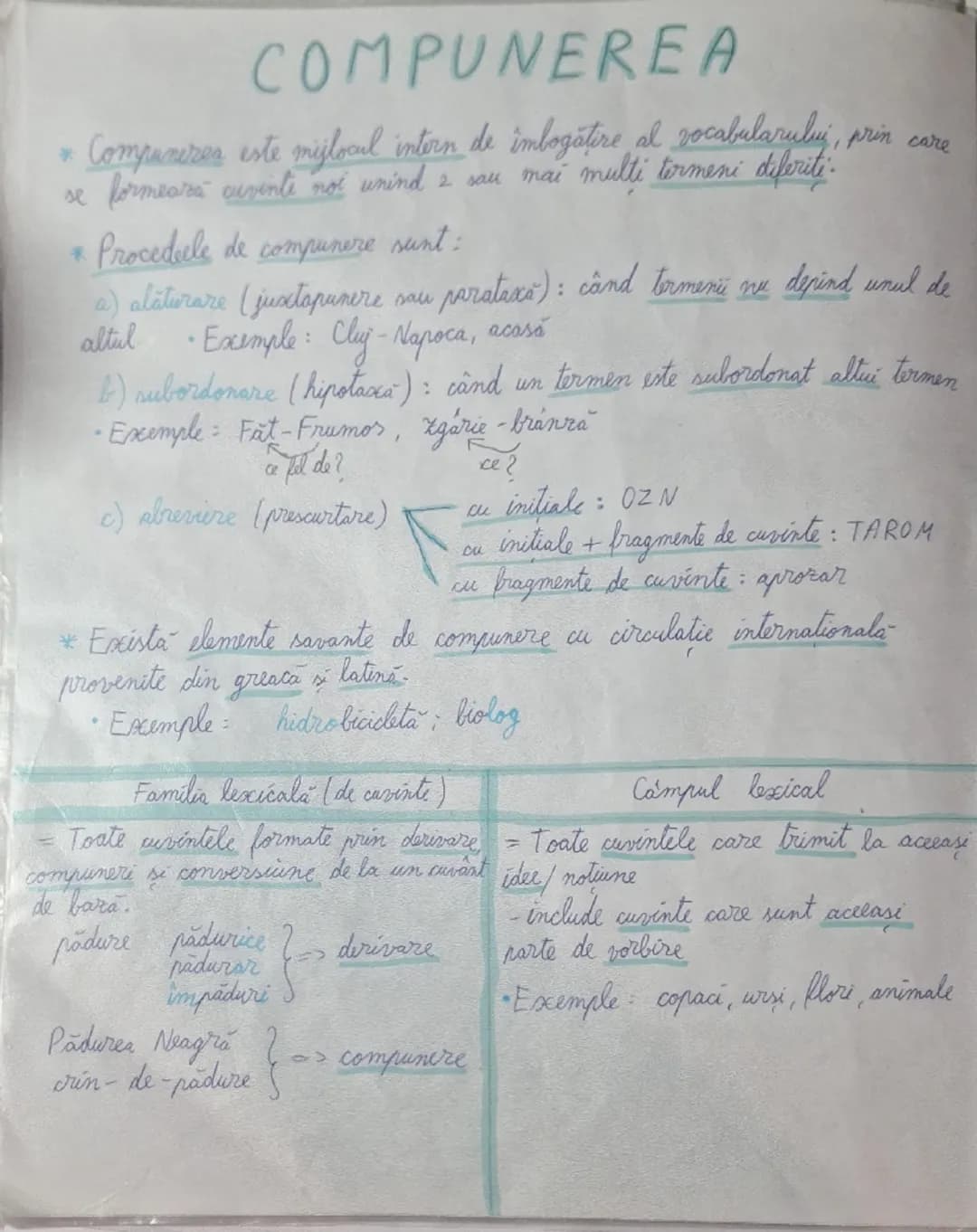 # COMPUNEREA
* Compunerea este mijlocul intorn de îmbogătire al vocabularului, prin care
se formează cuvinte noi unind 2 sau mai multi term