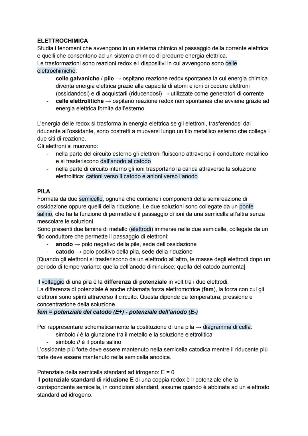 # ELETTROCHIMICA
Studia i fenomeni che avvengono in un sistema chimico al passaggio della corrente elettrica
e quelli che consentono ad un