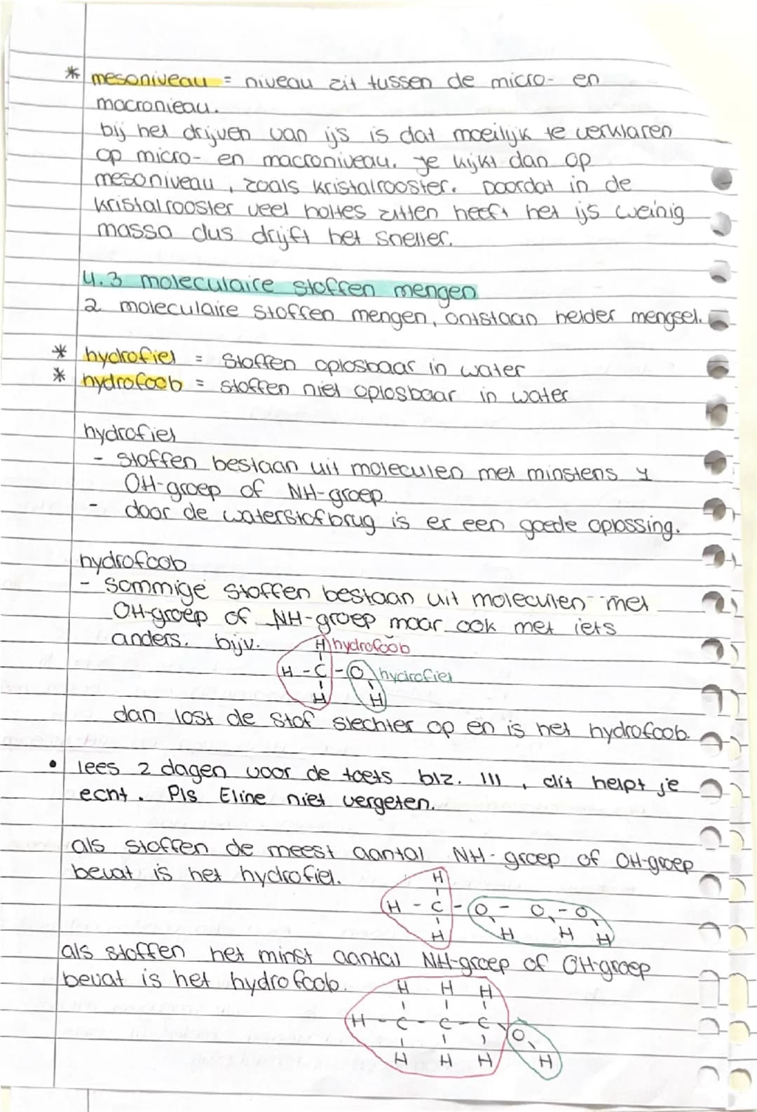 ## Scheikunde
### 4.1 Vanderwaalsbinding
- van der waals kracht = stoffen trekken elkaar aan in vaste en vloeibare fase.
- Vanderwaalsbind