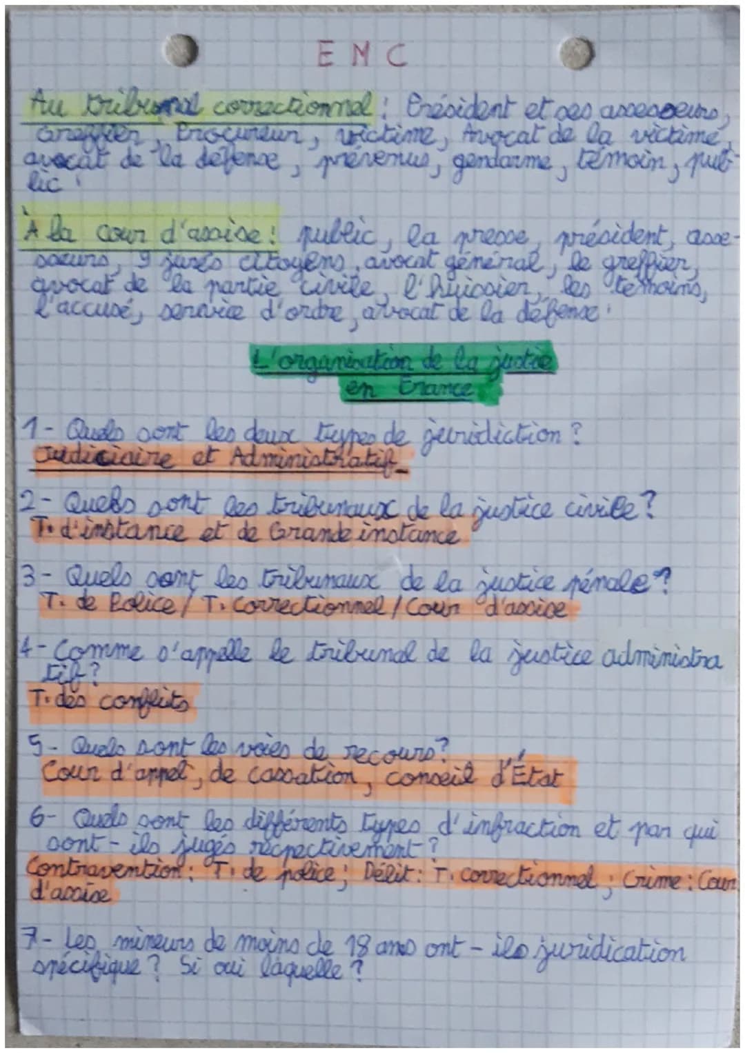 # I EMC
Chapitre 10: La justice en France
- La justice est in principe qui exige le respect du.
droit (la loi par ex) et de l'équité (être