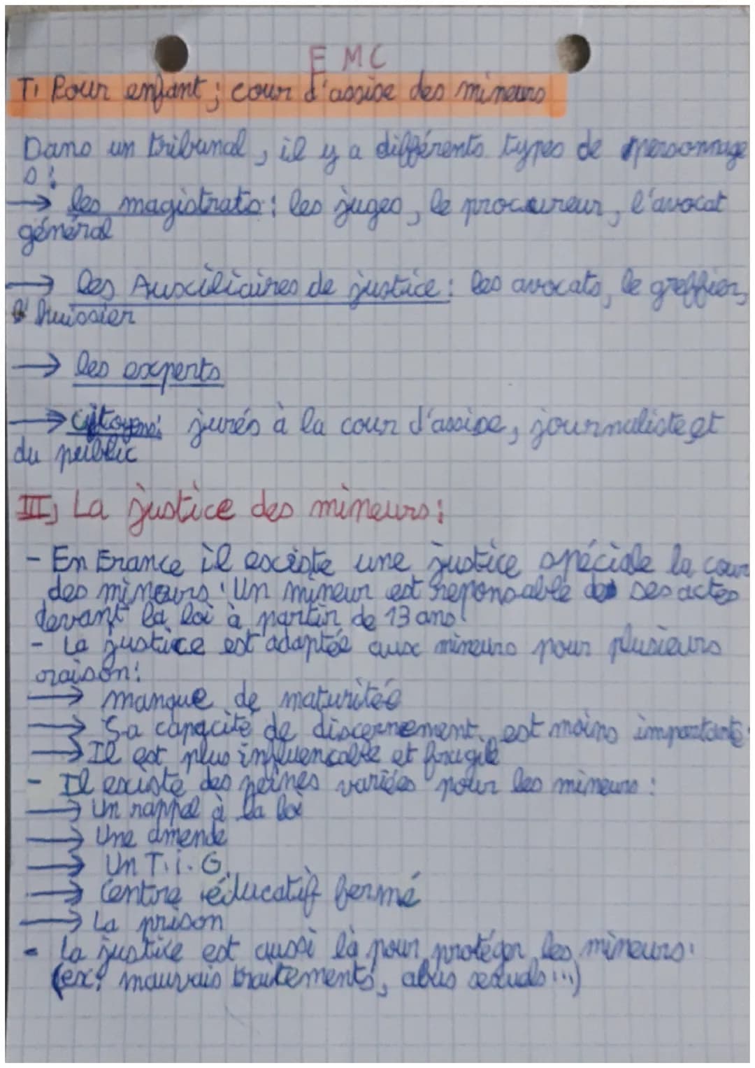 # I EMC
Chapitre 10: La justice en France
- La justice est in principe qui exige le respect du.
droit (la loi par ex) et de l'équité (être