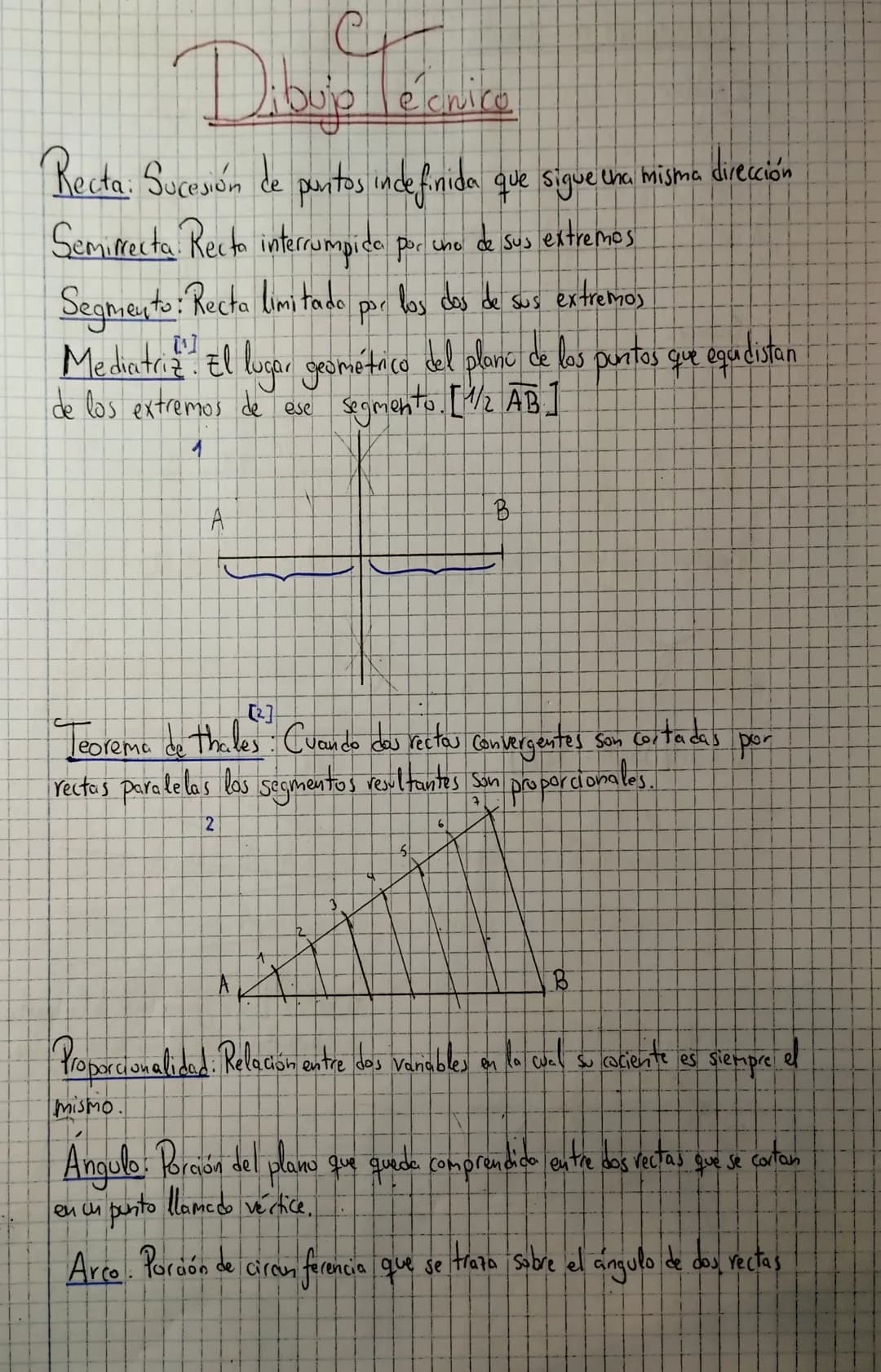 Dibujo Técnice
Recta. Sucesión de puntos indefinida que sigue ena misma dirección
Semirrecta. Recto interrumpida por uno de sus extremos
