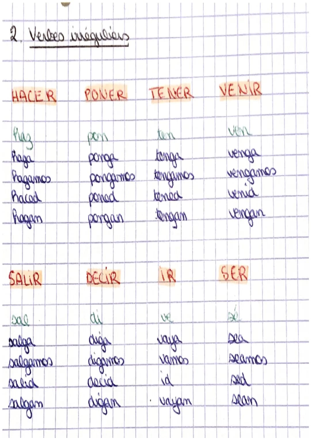 # ESPA
Impératif corrne des adres
1. Verbbes réguliers
| | AR | ER | IR |
| :------- | :--- | :--- | :--- |
| Tú | a