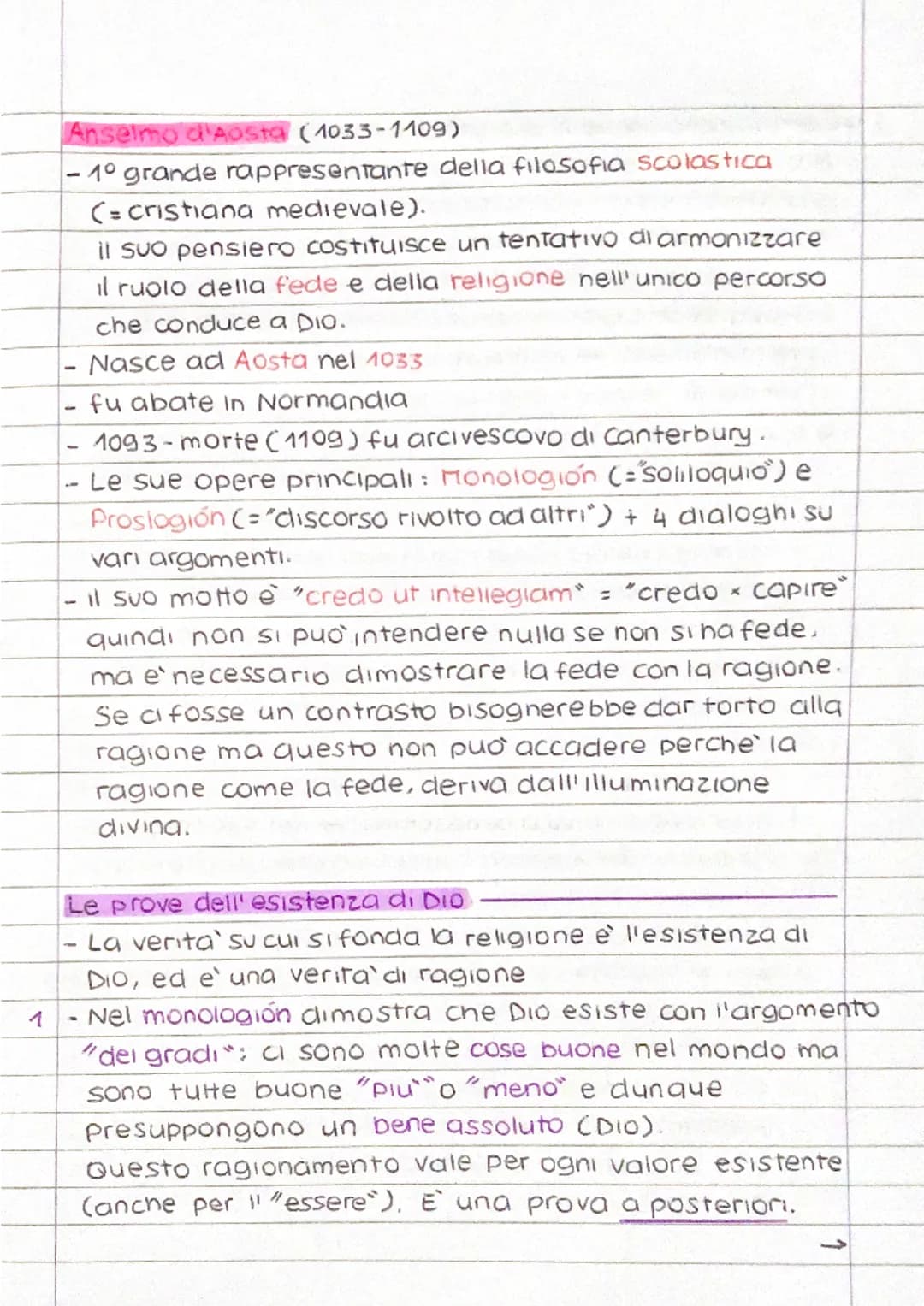 # Anselmo d'Aosta (1033-1109)
- 1° grande rappresentante della filosofia scolastica
(= cristiana medievale).
- il suo pensiero costituisce