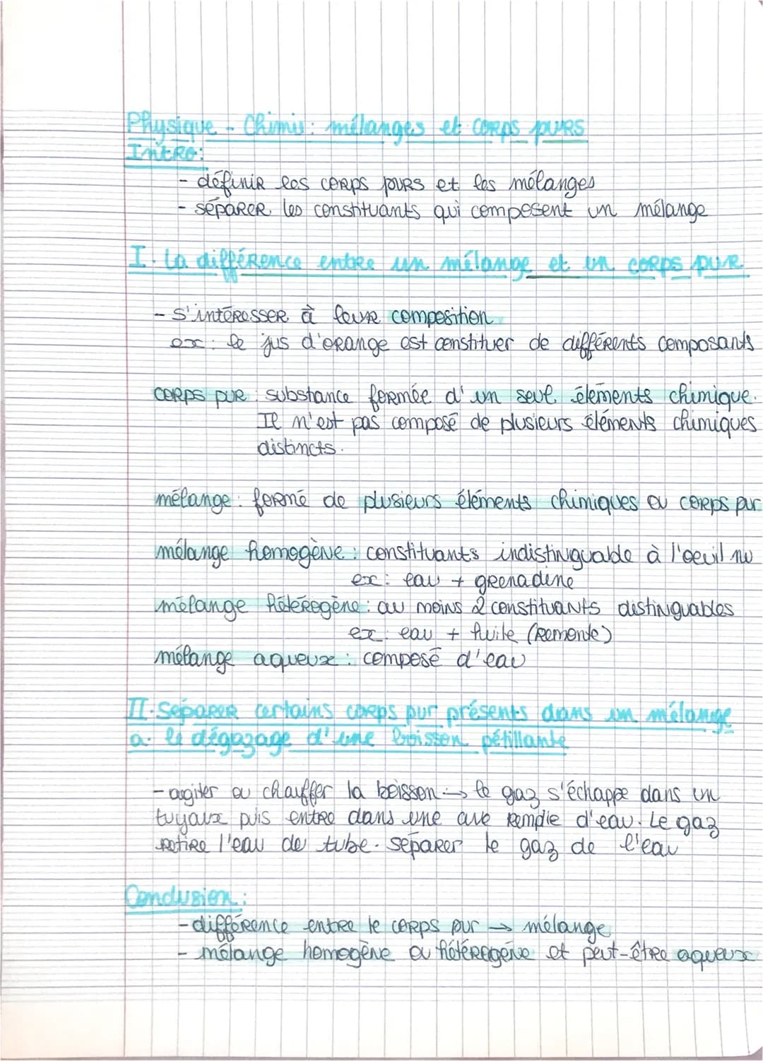 Physique-Chimis: mélanges et corps PURS
Intro:
- définir las corps purs et les mélanges
- séparer les constituants qui composent un mélange