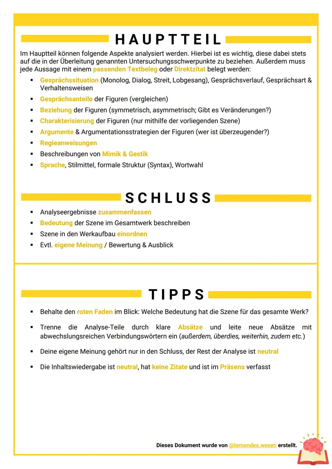 # SZENENANALYSE
DEUTSCH
## VORBEREITUNG
- Lies dir die vorliegende Szene mehrfach sorgfältig durch und mache dir erste Notizen am
Rand
- M