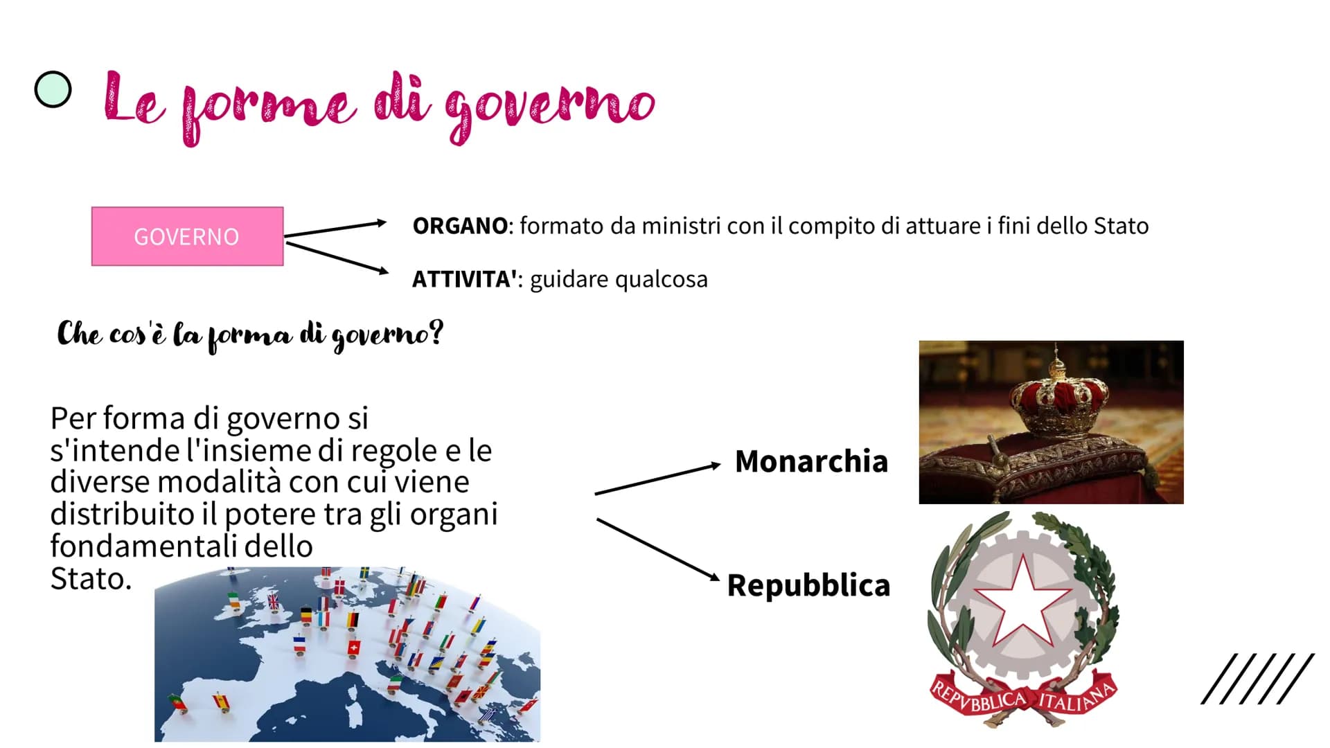 # LE FORME
# DI STATO TIPI FORME DI STATO
• Stato assoluto
• Stato liberale
• Stato totalitario
• Stato socialista
• Stato democratico
Che