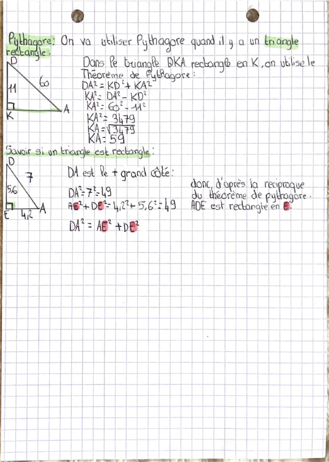 m
Thales: On va ubiliser le théorème de Thales quand il y a 2 triangles
et droites paralleles
B
C
M
$
\frac{AM}{AB} = \frac{AN}{AC} = \frac{