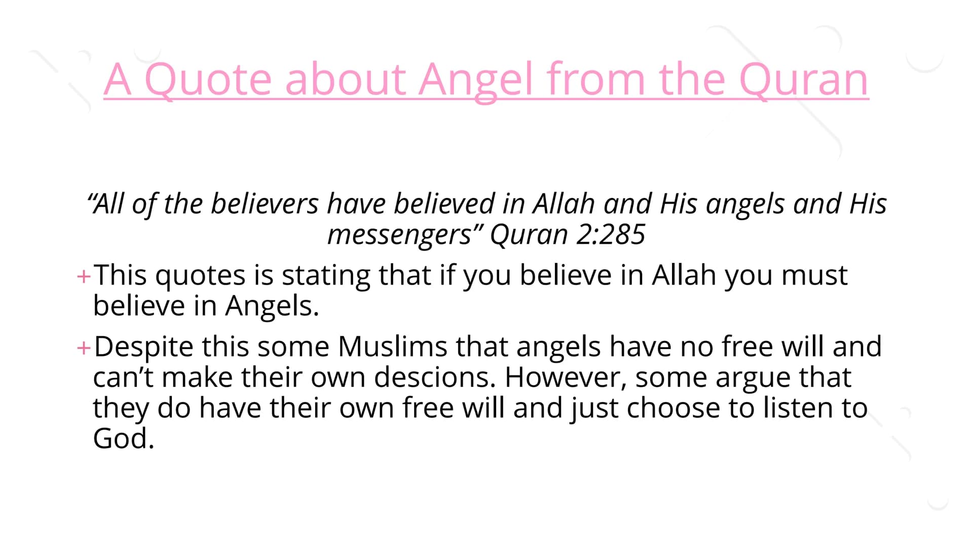 Angels ## What is an Angel?
+In many religions, an angel is a good spirit. The word angel
comes from the Greek word angelos which means
"me