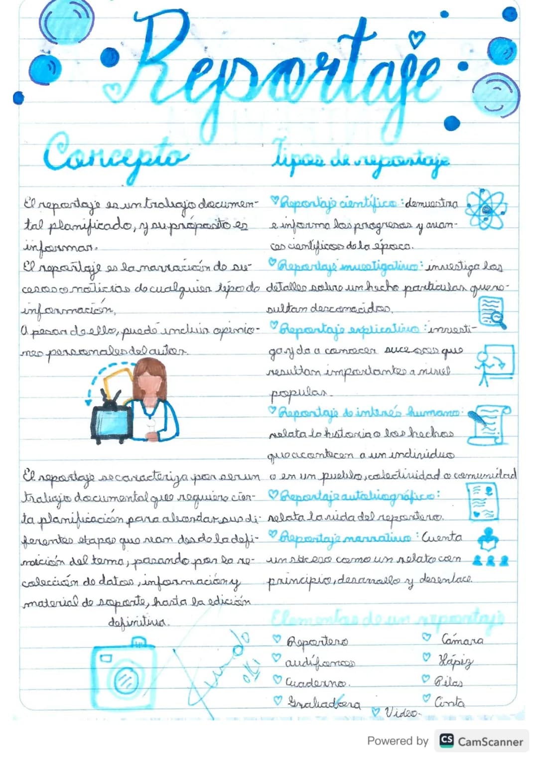 # Reportaje
## Carcepto tipas de nijestaje
El reportaje es un trabajo documen- heponlaje científico demuestra
tal planificado, y su propos