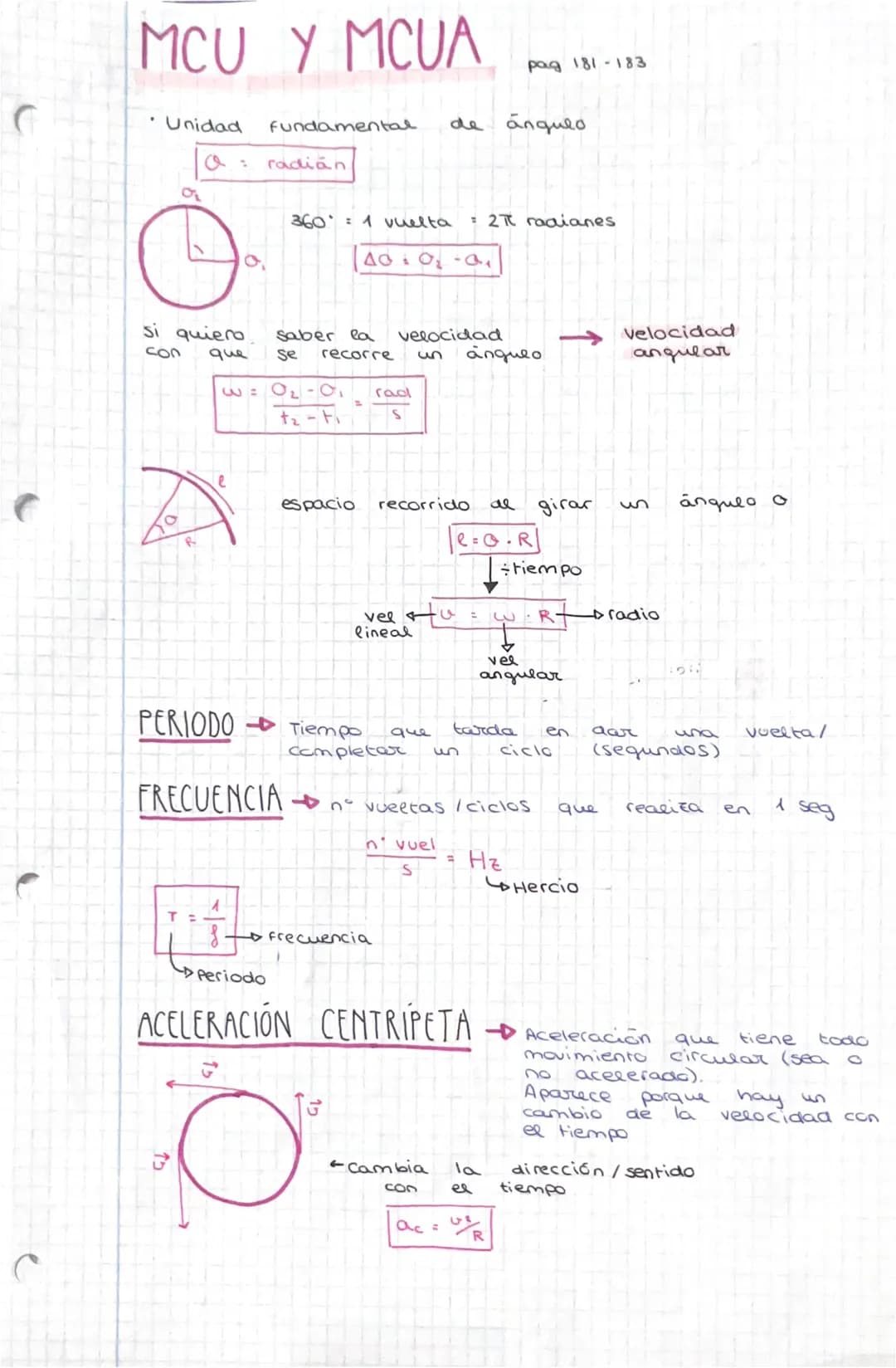 # MCU Y MCUA
pag 181-183
* Unidad Fundamental de ángulo
$a : radian$
360 1 vuelta 2 radianes
9
Si quiero Saber la velocidad
con que S