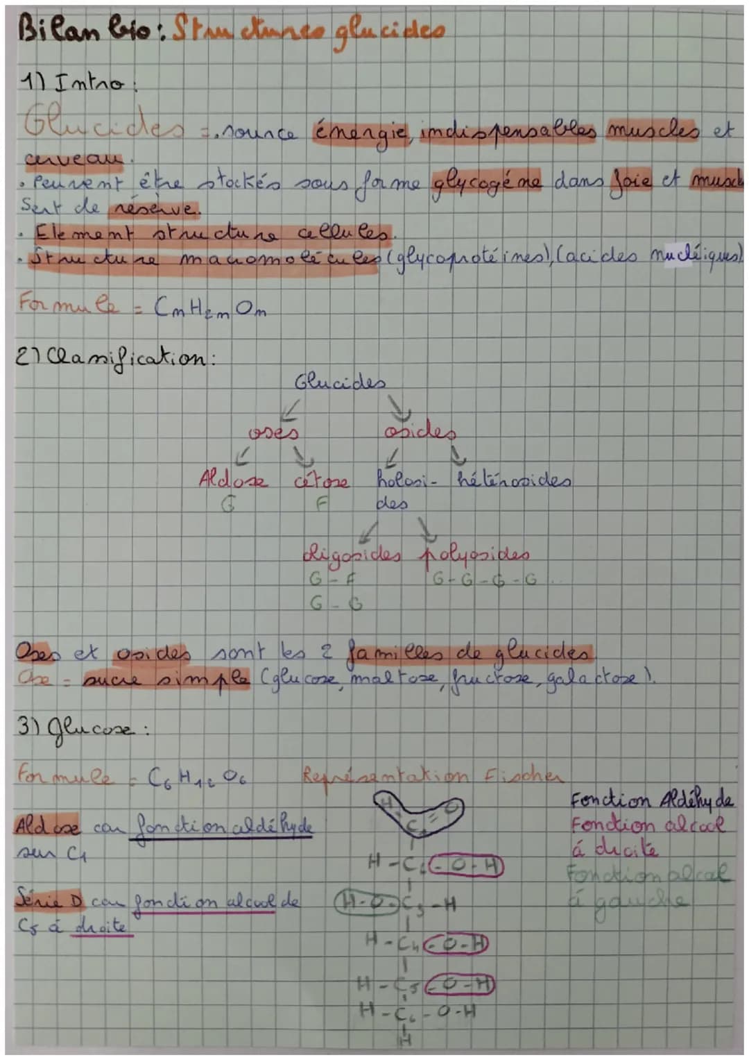 Bilan bio: Structures glucides
11 Intro
Glucides, nounce énergie, indispensables muscles et
cuveau
• peuvent être stockés sous forme glycog