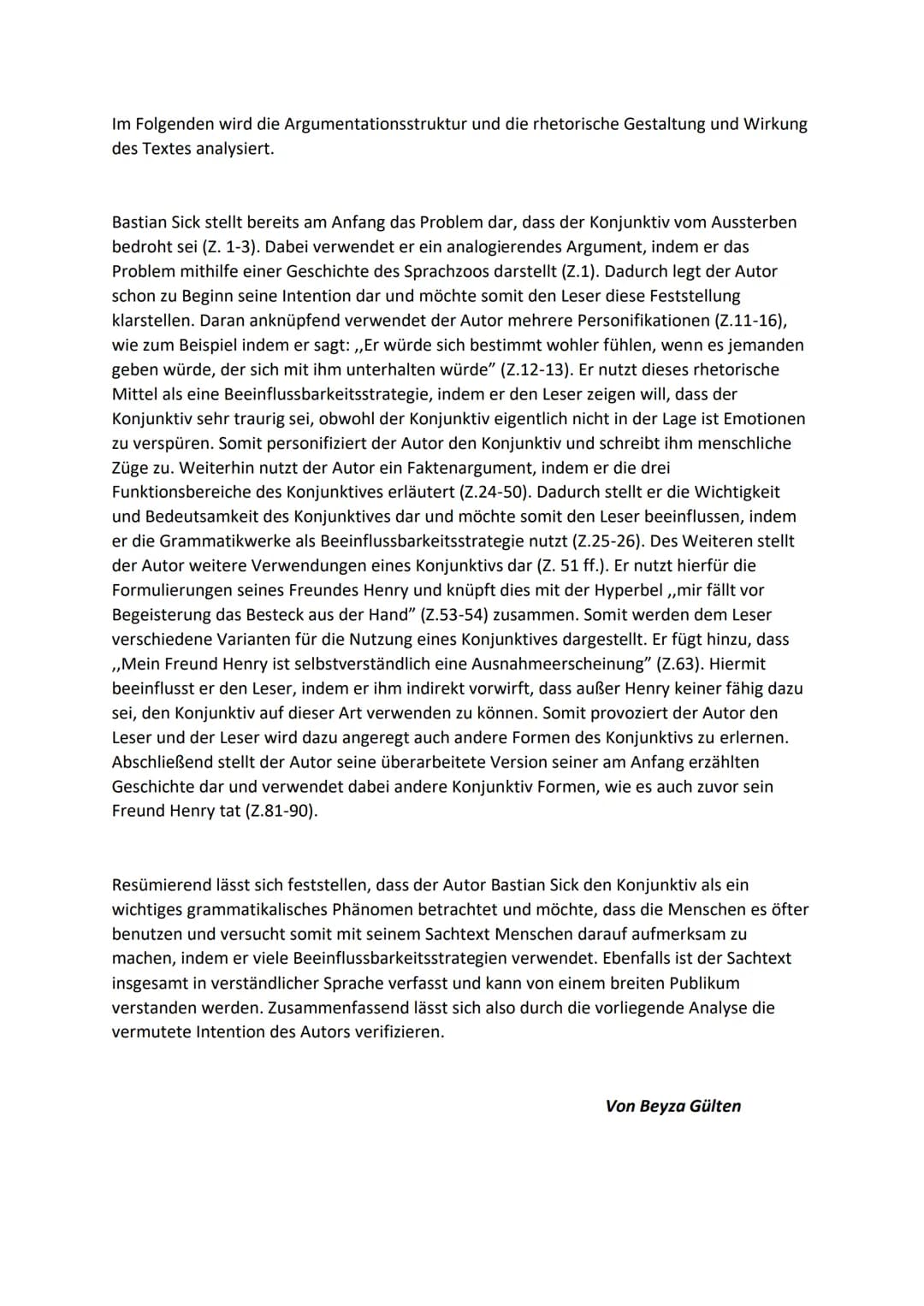 Deutsch-Gk, Q2 Schulz
11.01.2021
Sachtextanalyse: "Zwiebelfisch - Der traurige Konjunktiv"
Der vorliegende Sachtext von Bastian Sick name