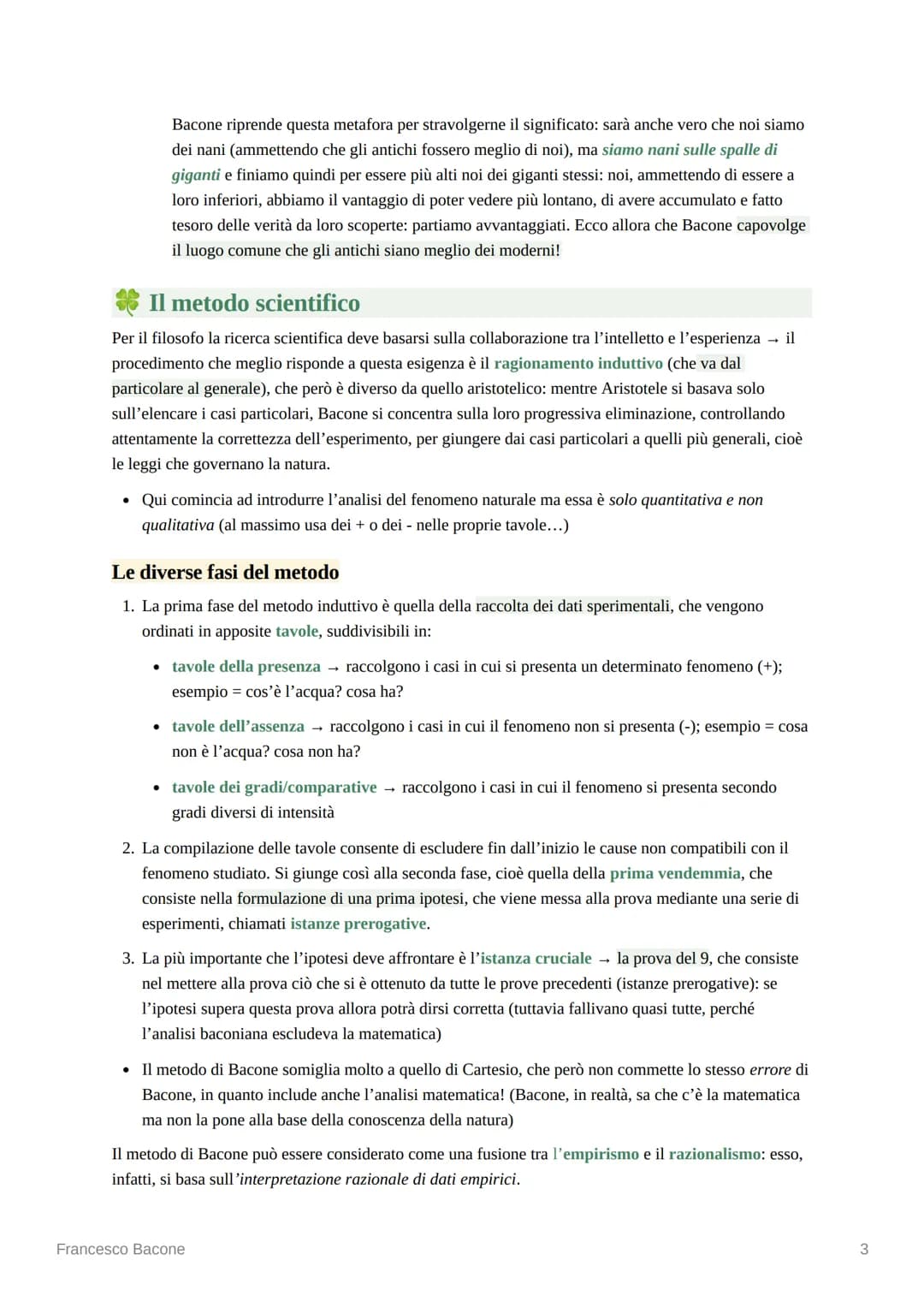 # Francesco Bacone
### I caratteri generali dell'opera di Bacone
Bacone è il primo a ritenere che l'obiettivo della scienza sia quello di