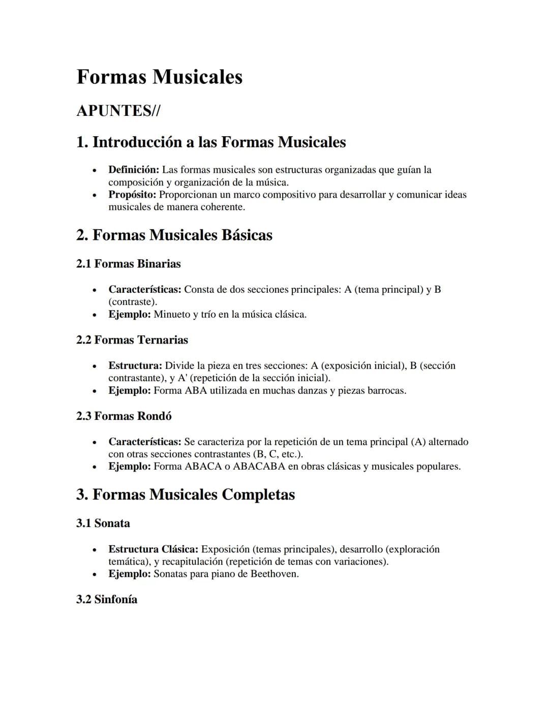 # Formas Musicales
APUNTES//
1. Introducción a las Formas Musicales
- Definición: Las formas musicales son estructuras organizadas que gu