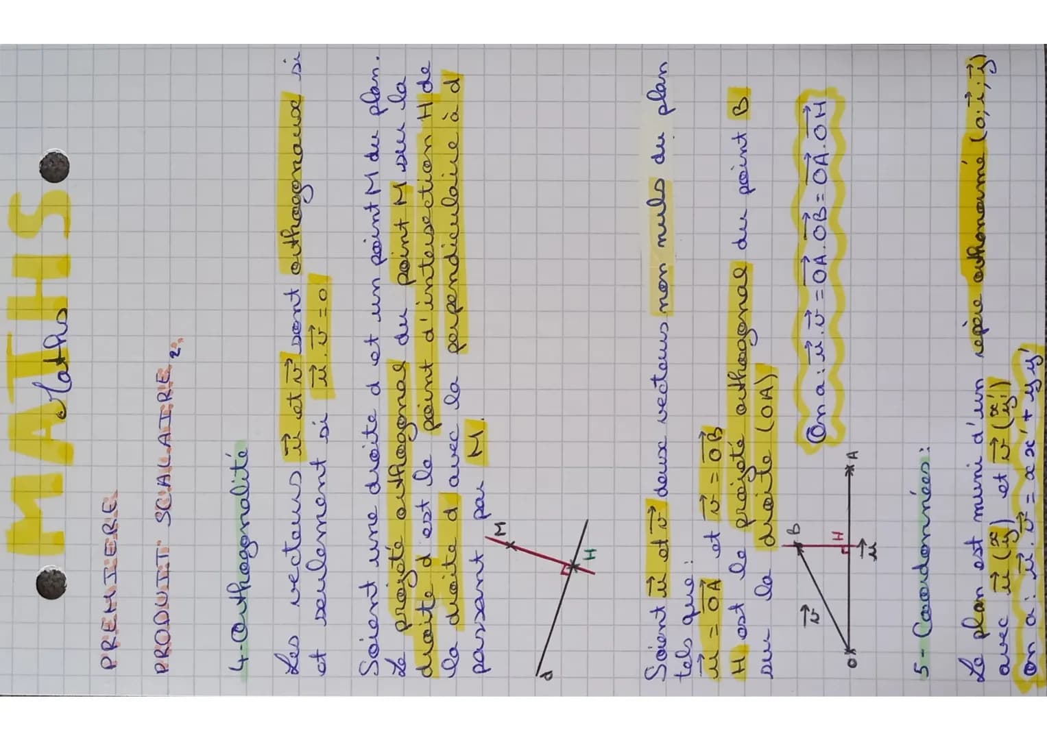 •M Platho HS.
PREMIERE
PRODUIT SCALAIRE
Soit un vecteur $\overrightarrow{u}$ et deuse points A AB
tes que $\overrightarrow{u}$ = $\overri