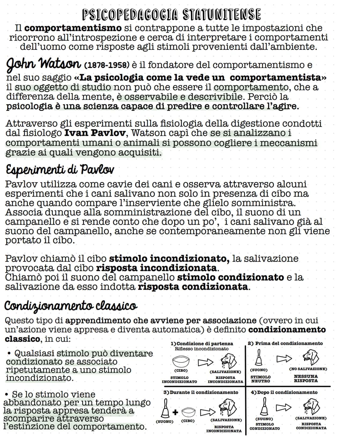 # PSICOPEDAGOGIA STATUNITENSE
Il comportamentismo si contrappone a tutte le impostazioni che
ricorrono all'introspezione e cerca di interpr