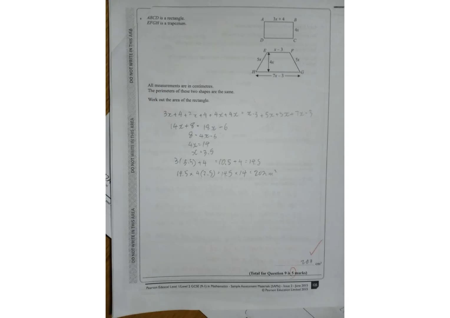 Write your name here
Surname Other names
Centre Number Candidate Number
Pearson Edexcel
Level 1/Level 2 GCSE (9-1)
Mathematics
Paper 2 (Calc