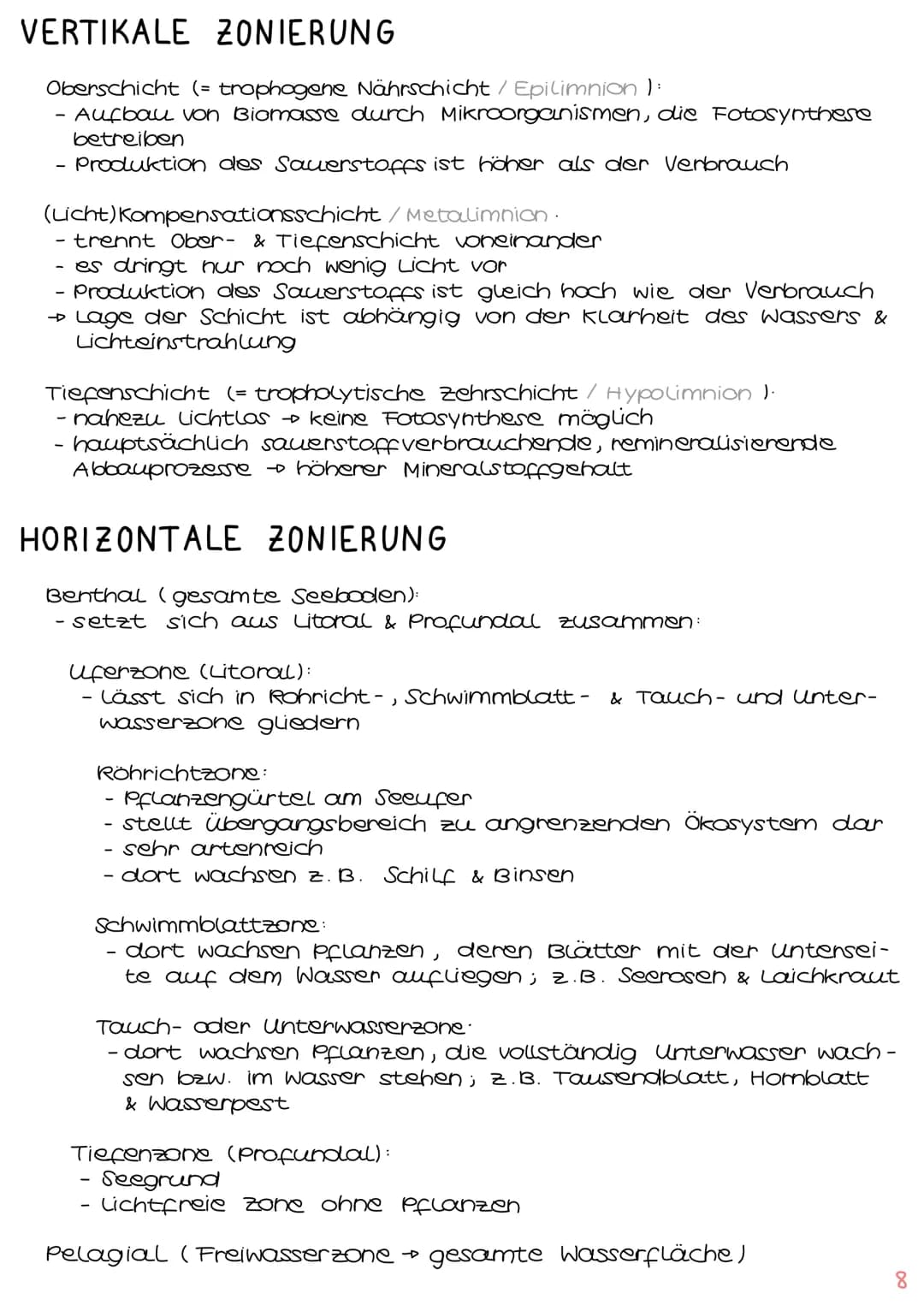 Biologie
# Klausur Ökologie
1. Grundbegriffe der Ökologie
- → Glossar S.1
- → ökologische Ebenen IS.2
# ÖKOSYSTEM SEE
2. biotische &