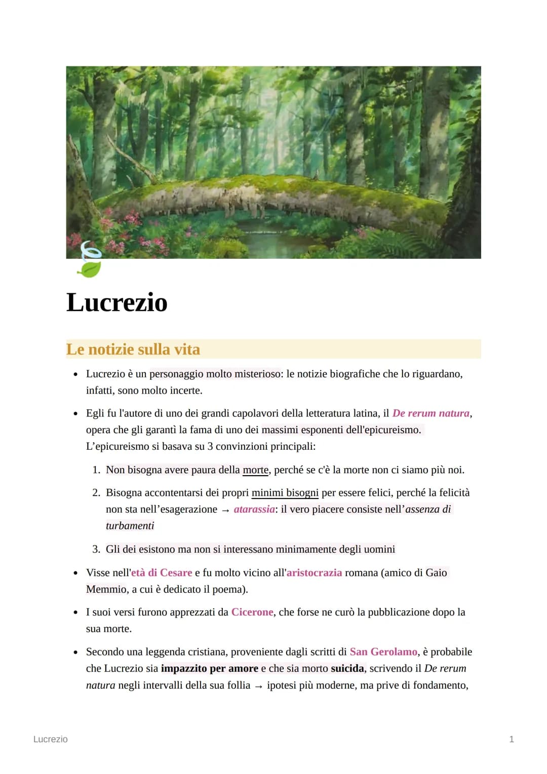 # Lucrezio
## Le notizie sulla vita
* Lucrezio è un personaggio molto misterioso: le notizie biografiche che lo riguardano,
infatti,
