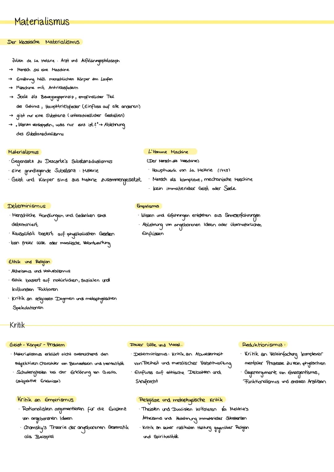 # PHILOSOPHIE B-TEST 2. SEMESTER
Substanzdualismus
Leib Seele-Problem bei Descartes:
| Seele Geist verstand | Leib - Körper | Res cogitans